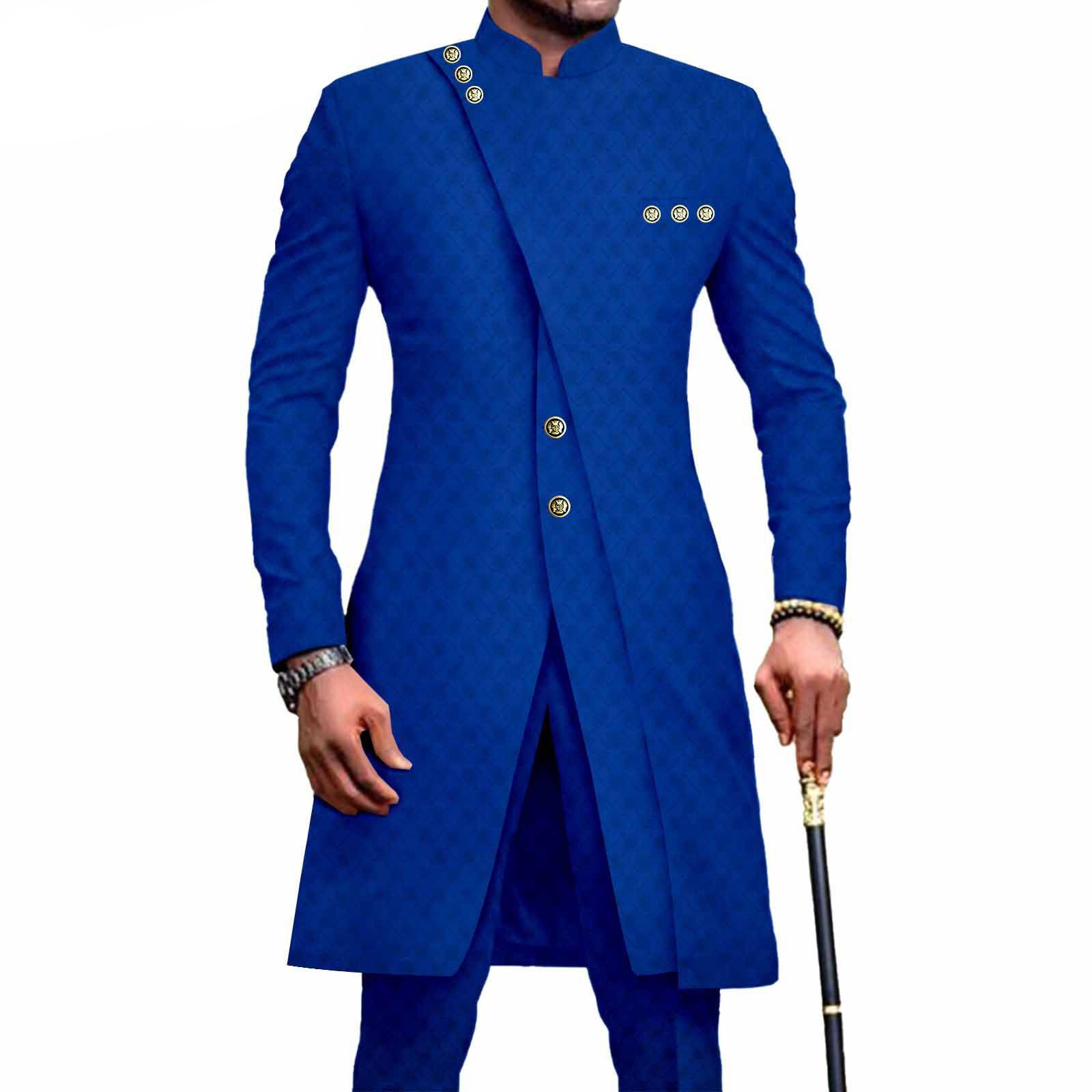 PRIVATE CUSTOM African Suits for Men Slim Fit Single Breasted Print Blazer and Pants Set Business Dress Suit