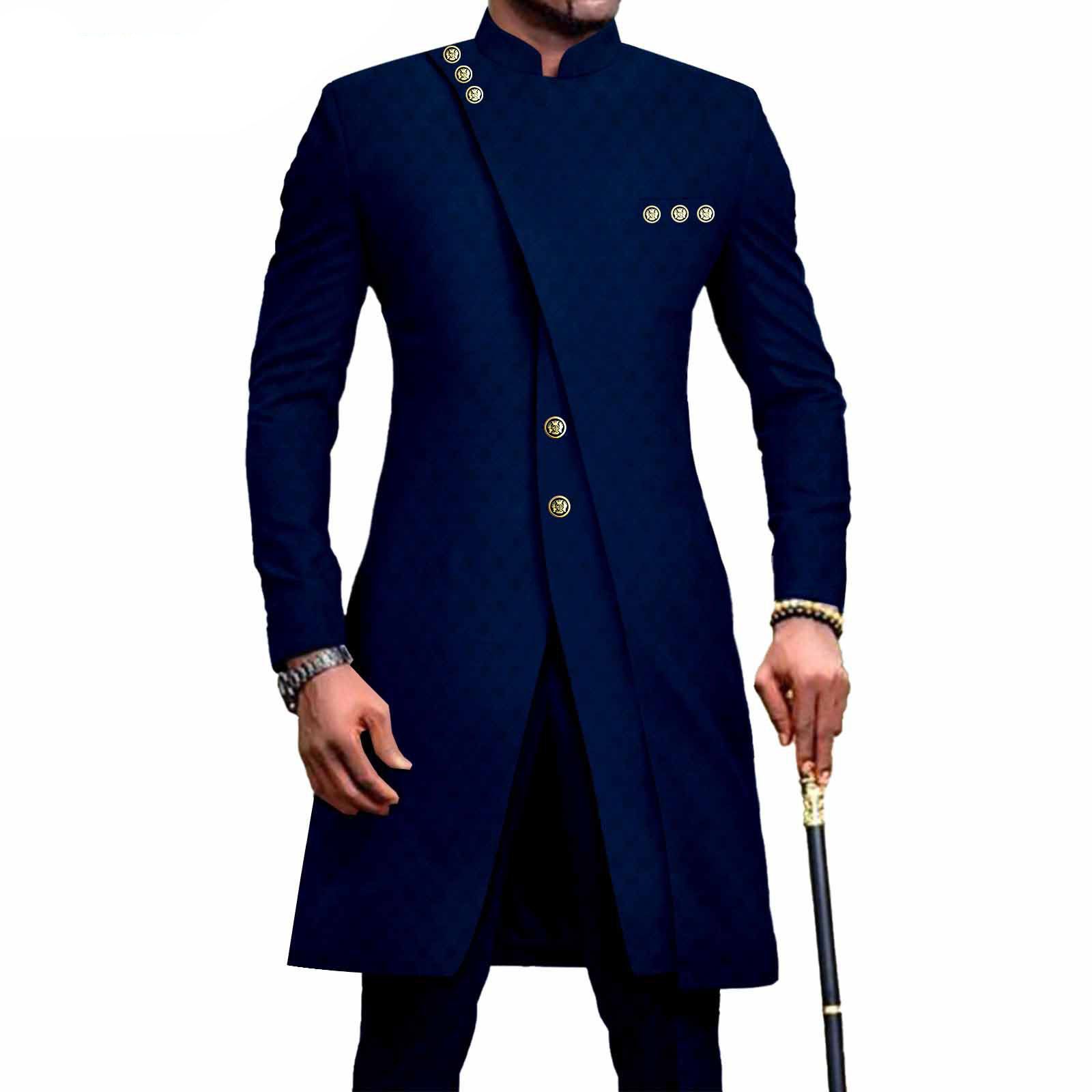 PRIVATE CUSTOM African Suits for Men Slim Fit Single Breasted Print Blazer and Pants Set Business Dress Suit