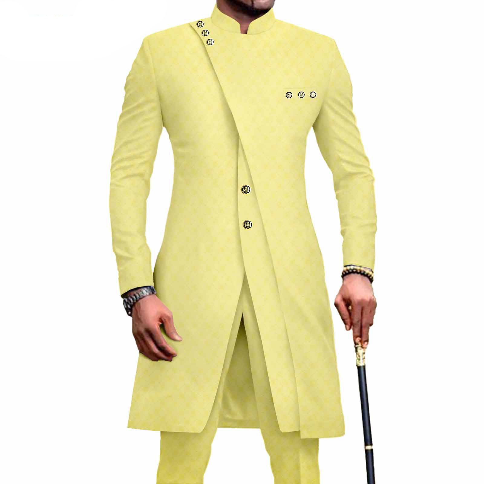 PRIVATE CUSTOM African Suits for Men Slim Fit Single Breasted Print Blazer and Pants Set Business Dress Suit