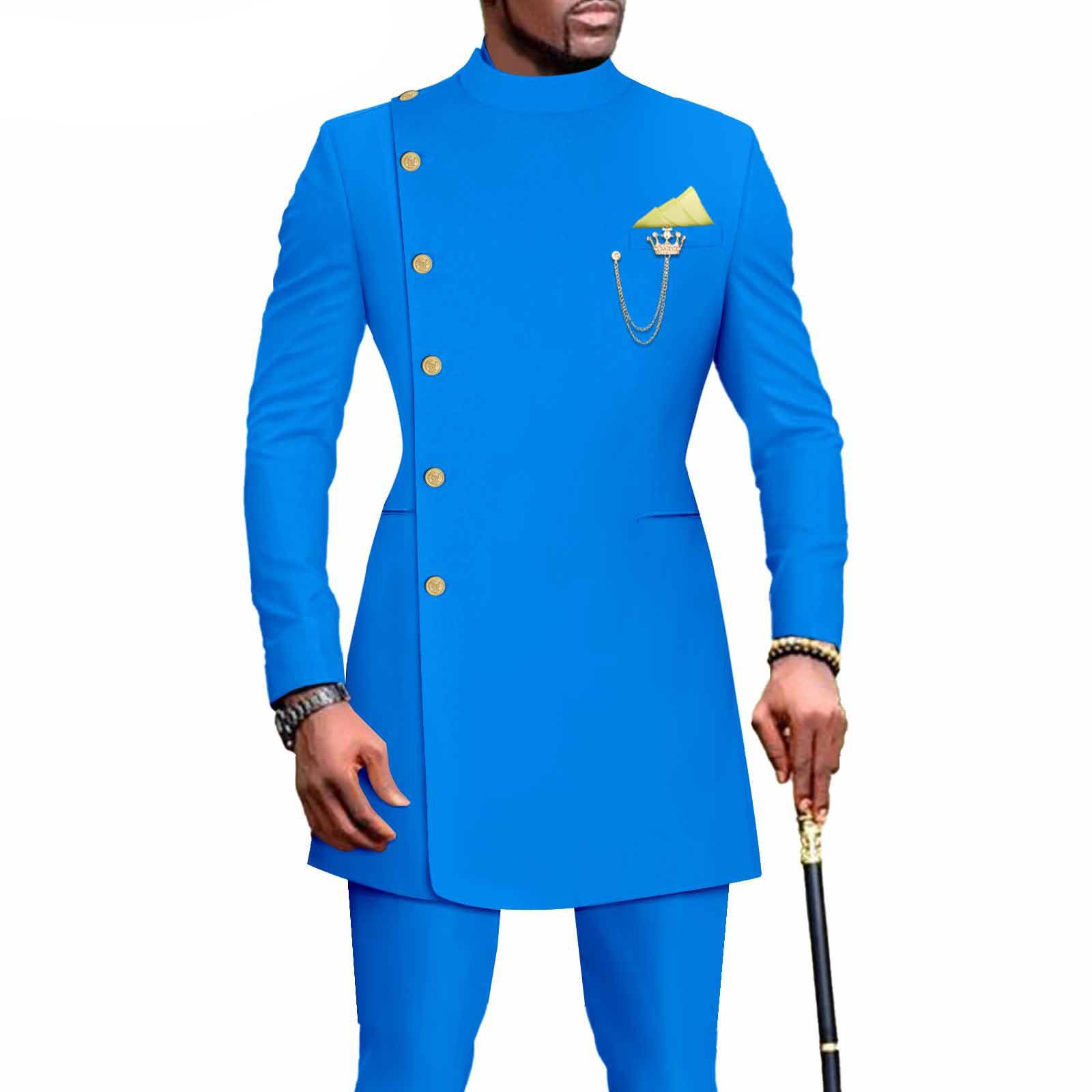 PRIVATE CUSTOM African Suits for Men Single Breasted Blazer and Pants 2 Piece Set Dashiki Outfits Ankara Attire for Wedding
