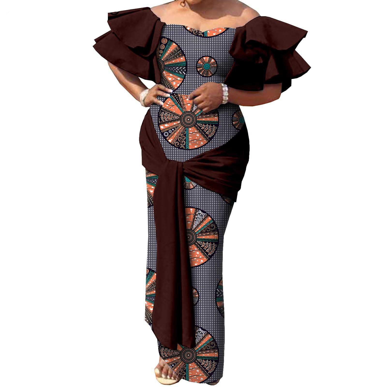 PRIVATE CUSTOM  PLUS SIZE Fashion Robe Africaine African Dresses for Women Flare Sleeve Elegant Dashiki Maxi Long Party Dresses Evening Gowns