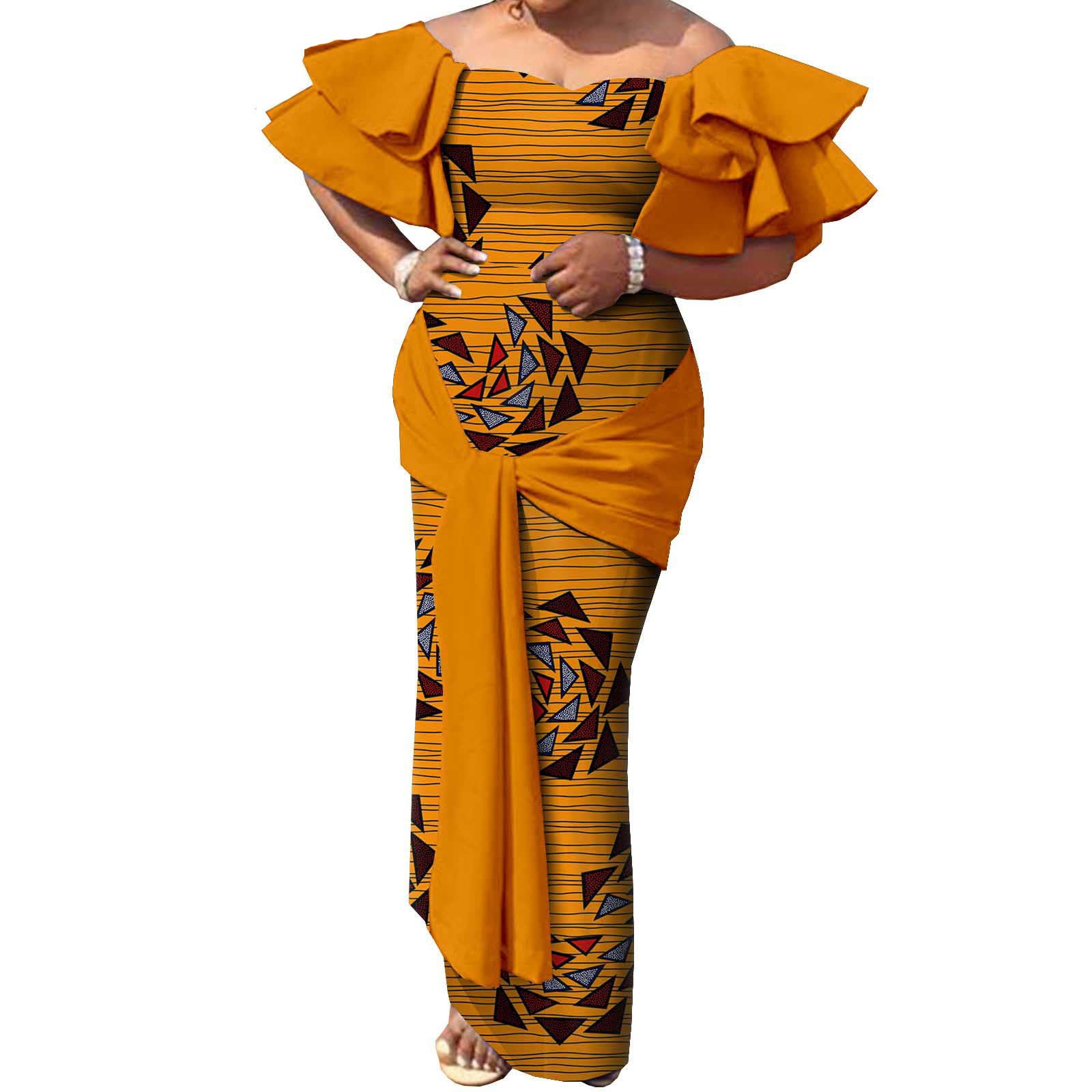 PRIVATE CUSTOM  PLUS SIZE Fashion Robe Africaine African Dresses for Women Flare Sleeve Elegant Dashiki Maxi Long Party Dresses Evening Gowns