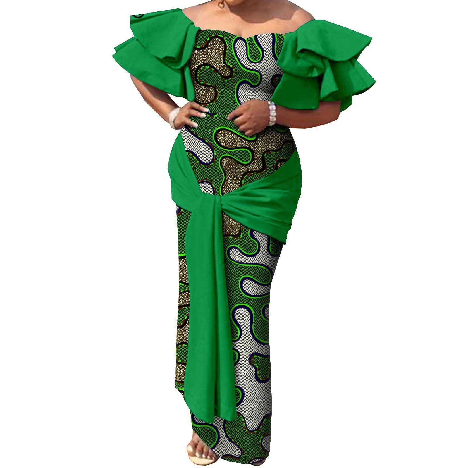 PRIVATE CUSTOM  PLUS SIZE Fashion Robe Africaine African Dresses for Women Flare Sleeve Elegant Dashiki Maxi Long Party Dresses Evening Gowns