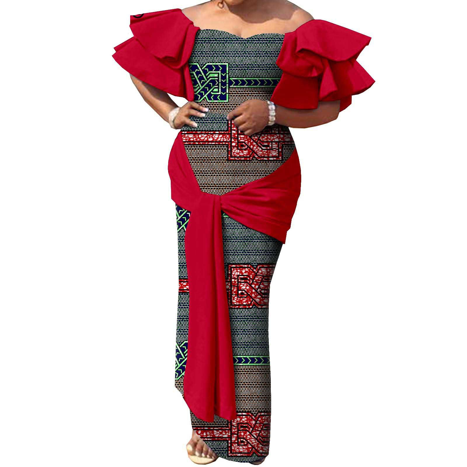 PRIVATE CUSTOM  PLUS SIZE Fashion Robe Africaine African Dresses for Women Flare Sleeve Elegant Dashiki Maxi Long Party Dresses Evening Gowns
