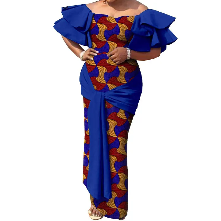PRIVATE CUSTOM  PLUS SIZE Fashion Robe Africaine African Dresses for Women Flare Sleeve Elegant Dashiki Maxi Long Party Dresses Evening Gowns