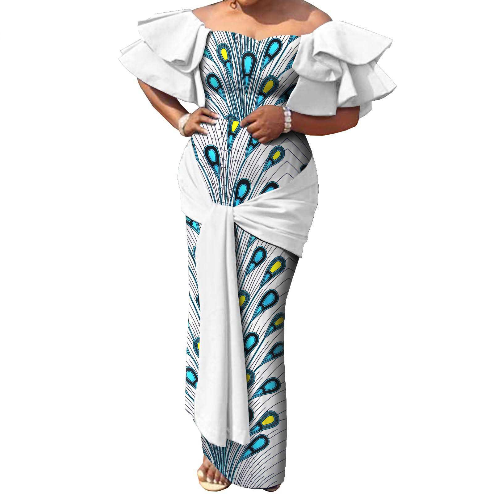PRIVATE CUSTOM  PLUS SIZE Fashion Robe Africaine African Dresses for Women Flare Sleeve Elegant Dashiki Maxi Long Party Dresses Evening Gowns