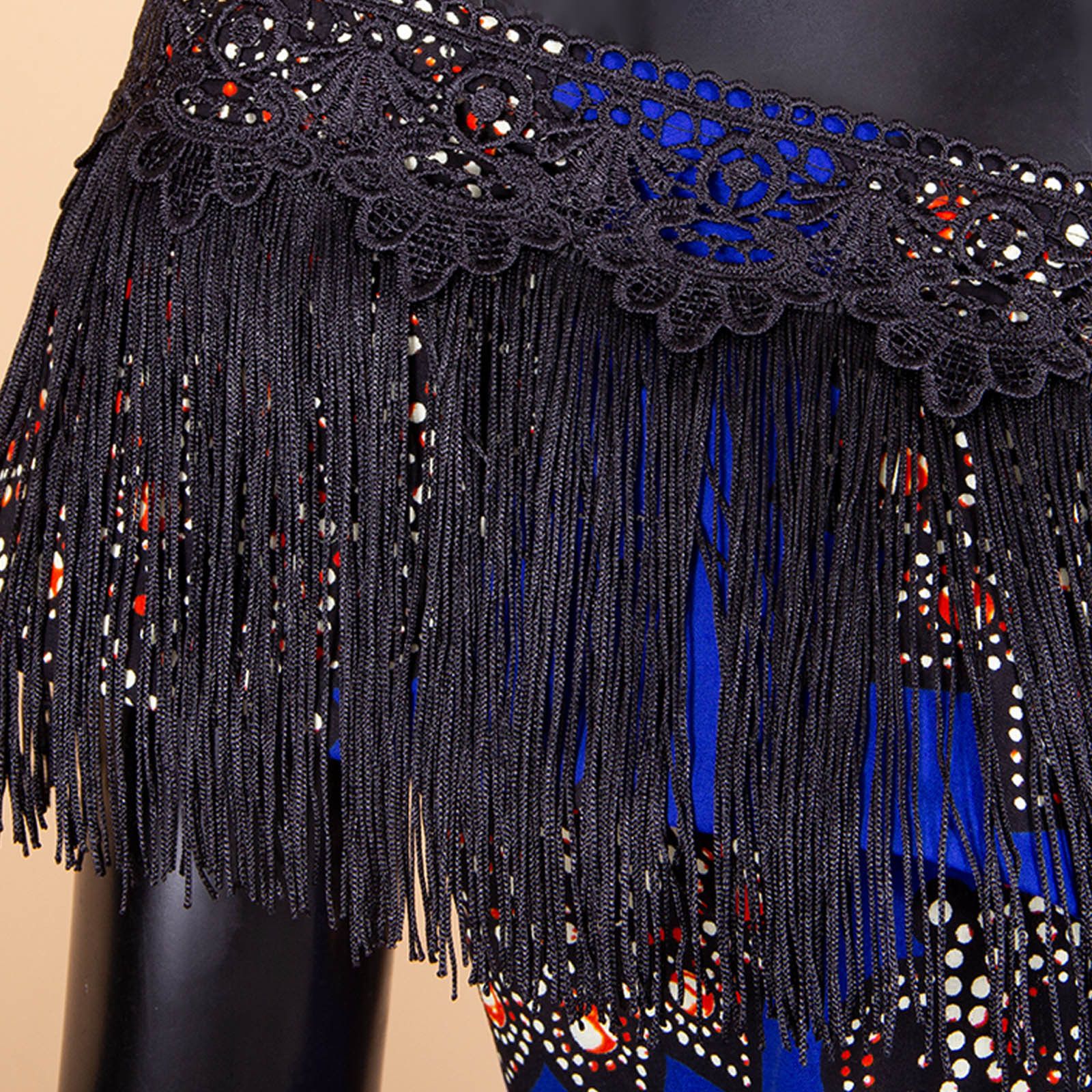 Private Custom Plus Size African Dresses for Women Tassel Short Sleeve Off Shoulder Maxi Dress High Waist Ankara Print Party Attire