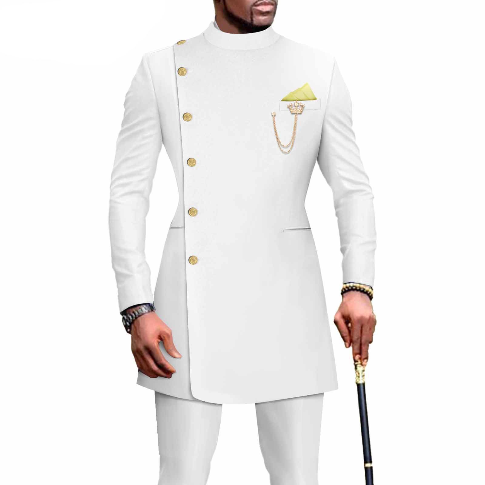 PRIVATE CUSTOM African Suits for Men Single Breasted Blazer and Pants 2 Piece Set Dashiki Outfits Ankara Attire for Wedding