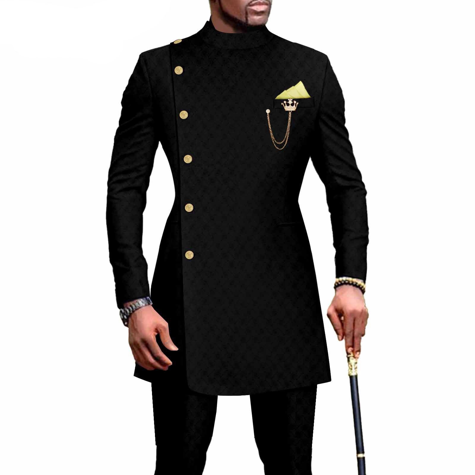 PRIVATE CUSTOM African Suits for Men Single Breasted Blazer and Pants 2 Piece Set Dashiki Outfits Ankara Attire for Wedding