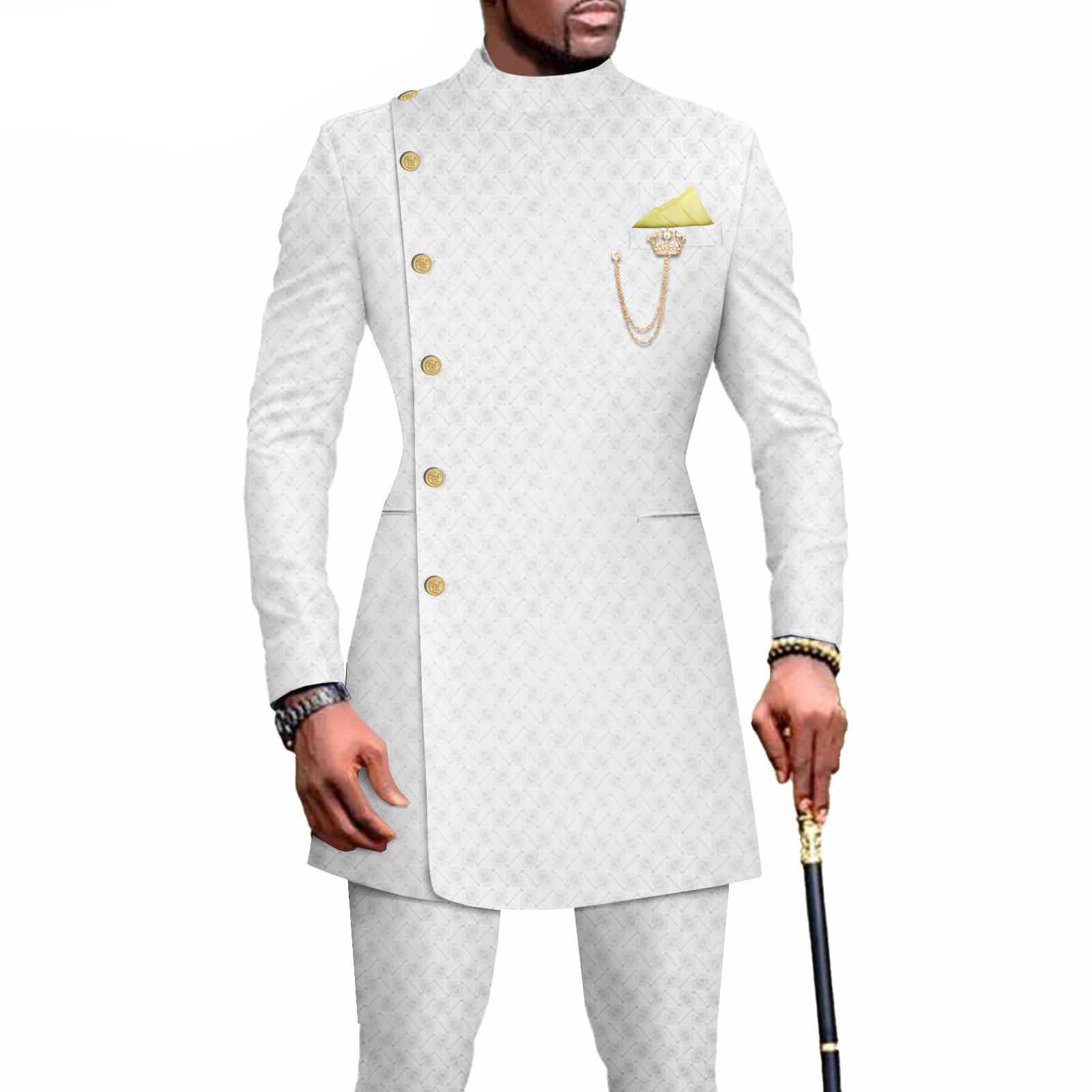 PRIVATE CUSTOM African Suits for Men Single Breasted Blazer and Pants 2 Piece Set Dashiki Outfits Ankara Attire for Wedding