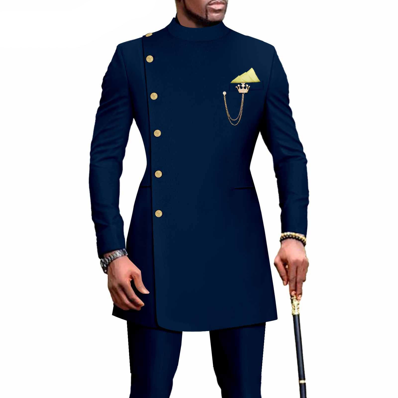 PRIVATE CUSTOM African Suits for Men Single Breasted Blazer and Pants 2 Piece Set Dashiki Outfits Ankara Attire for Wedding