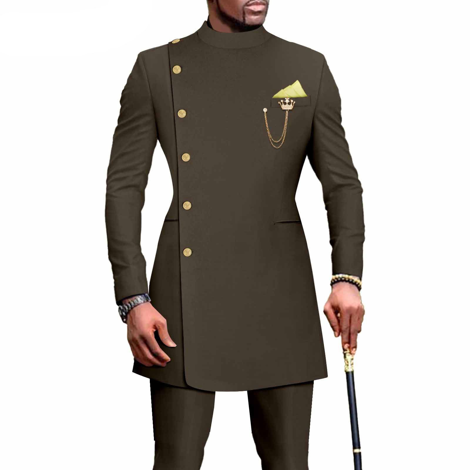 PRIVATE CUSTOM African Suits for Men Single Breasted Blazer and Pants 2 Piece Set Dashiki Outfits Ankara Attire for Wedding
