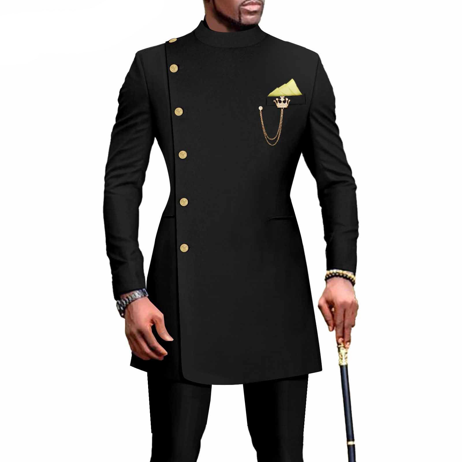 PRIVATE CUSTOM African Suits for Men Single Breasted Blazer and Pants 2 Piece Set Dashiki Outfits Ankara Attire for Wedding
