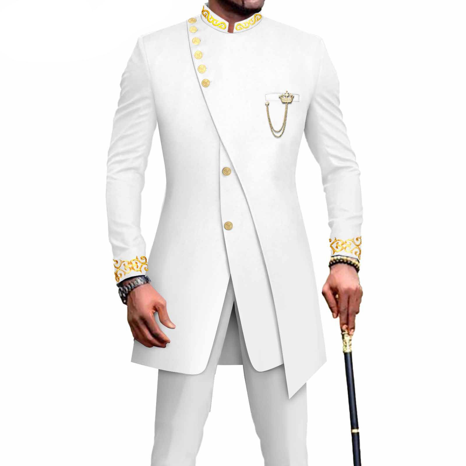 PRIVATE CUSTOM African Suits for Men Slim Fit Single Breasted Blazer and Pants Set Wax printing Business Dress Suit Party Wedding Evening