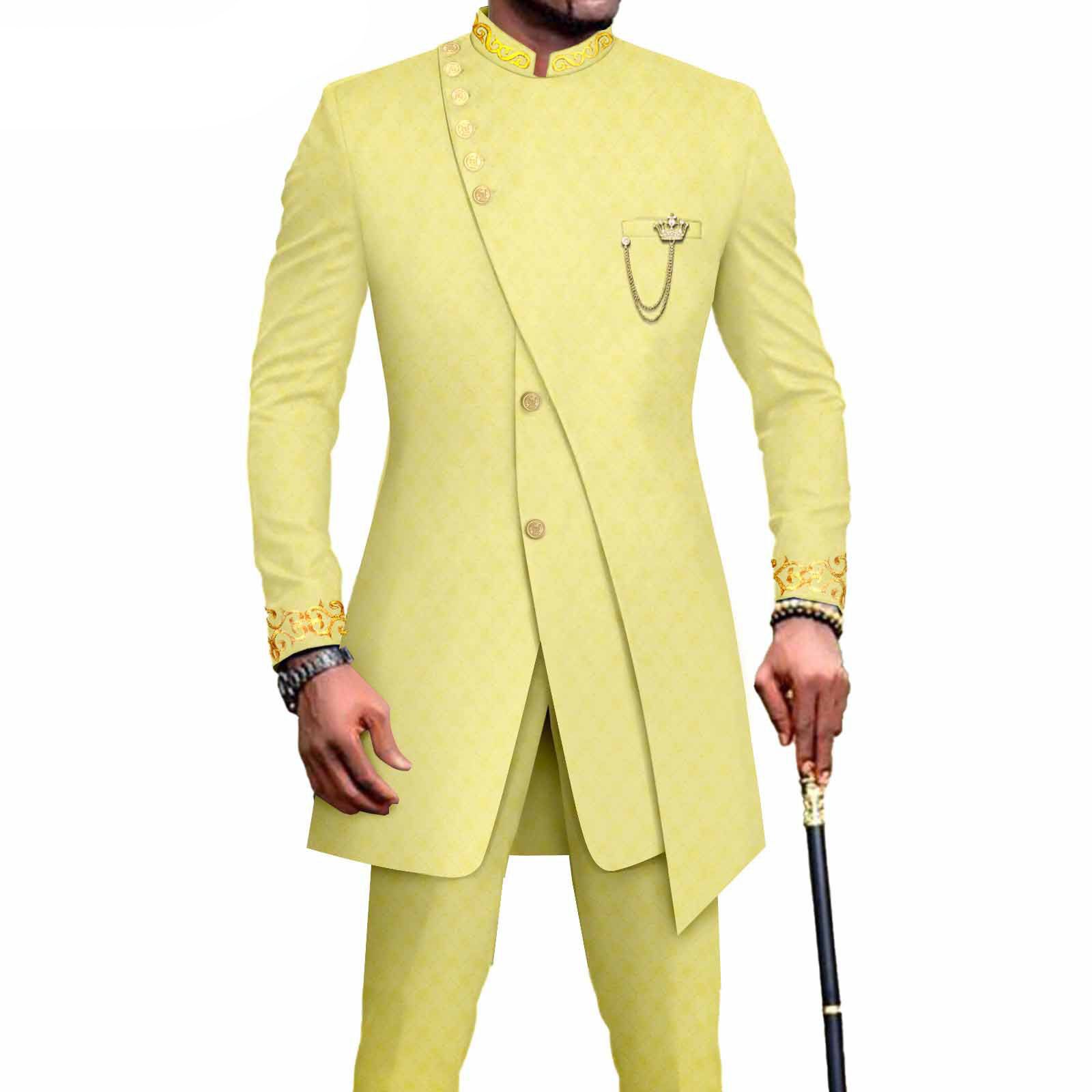 PRIVATE CUSTOM African Suits for Men Slim Fit Single Breasted Blazer and Pants Set Wax printing Business Dress Suit Party Wedding Evening