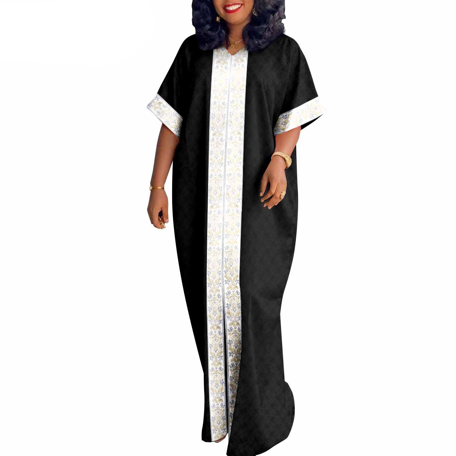 African Traditional Bazin Boubou Dress Embroidery Plus Size Maxi Dashiki Gown for Woman