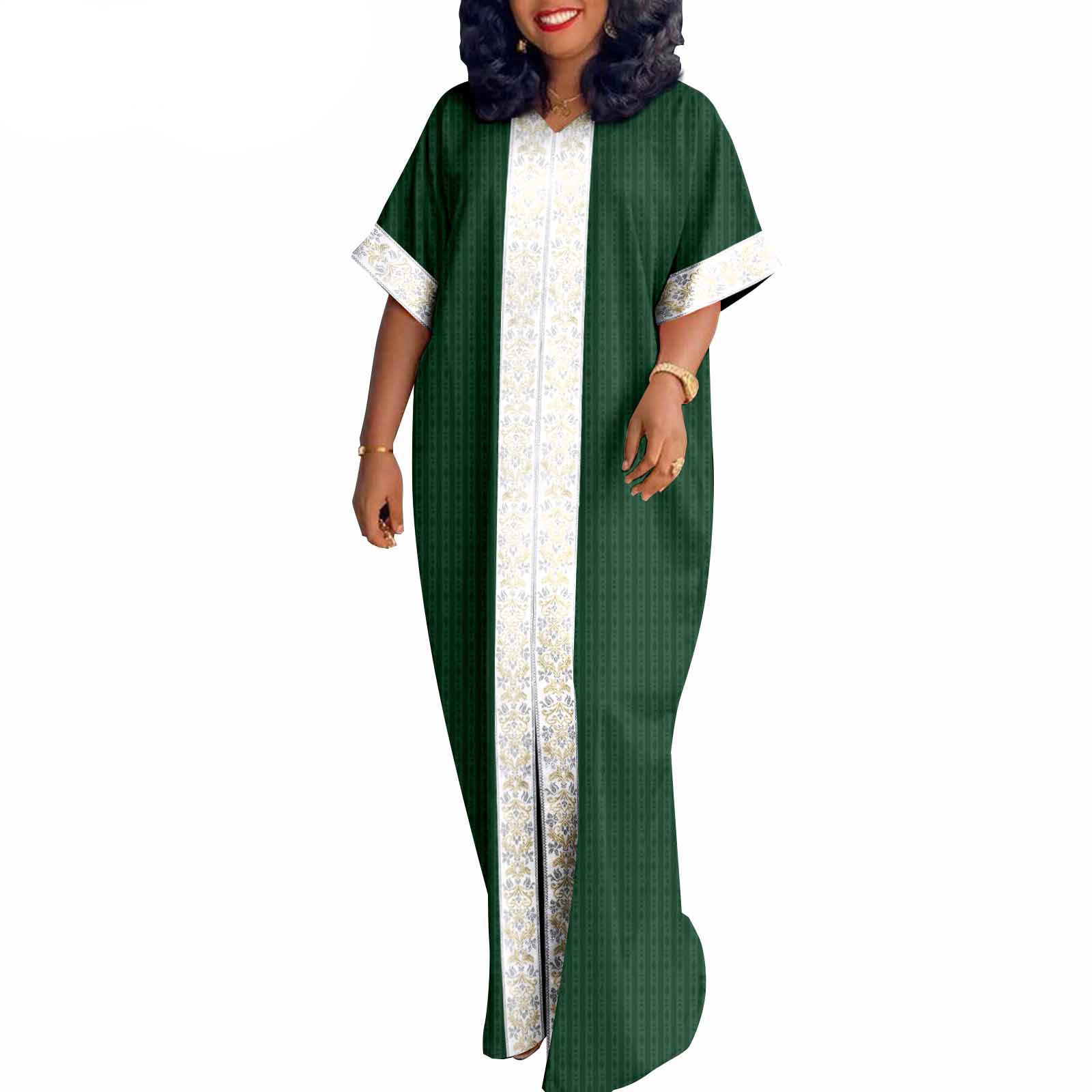 African Traditional Bazin Boubou Dress Embroidery Plus Size Maxi Dashiki Gown for Woman