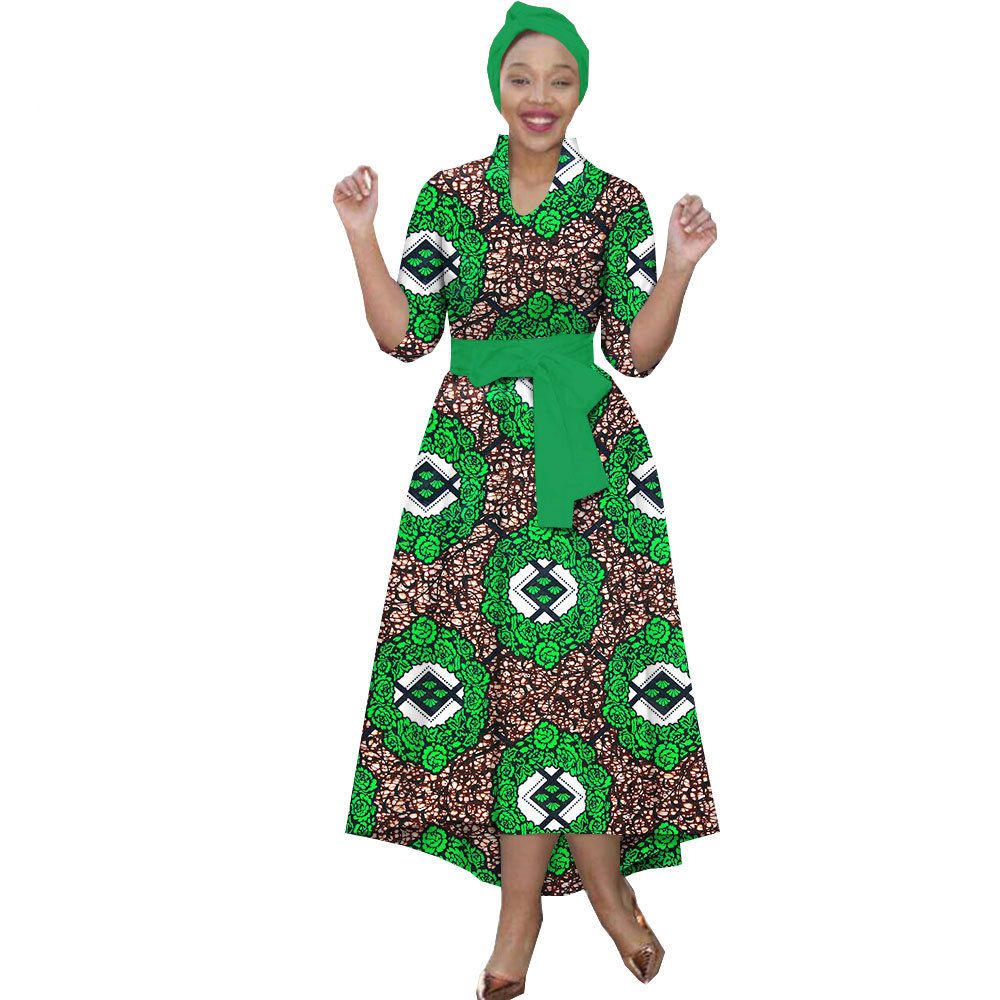 African Print Dresses for Women Half Sleeve Dashiki Party Dress Ankara Fashion Lady African Traditional Clothes