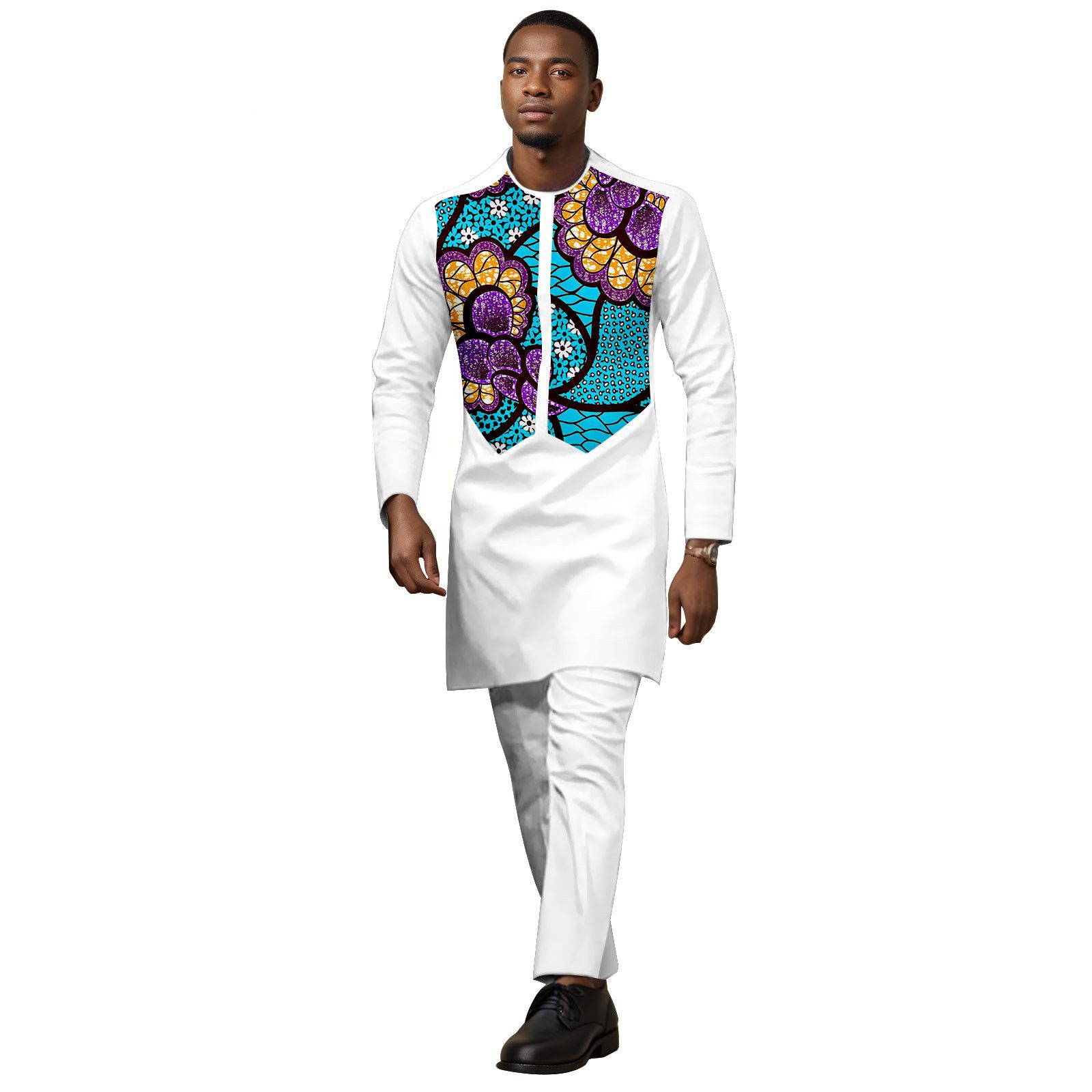 African Tracksuit  Business Suits for Men Long Sleeve Print Shirt and Pant 2 Piece Set Dashiki Casual Outfits Plus Size Tracksuit