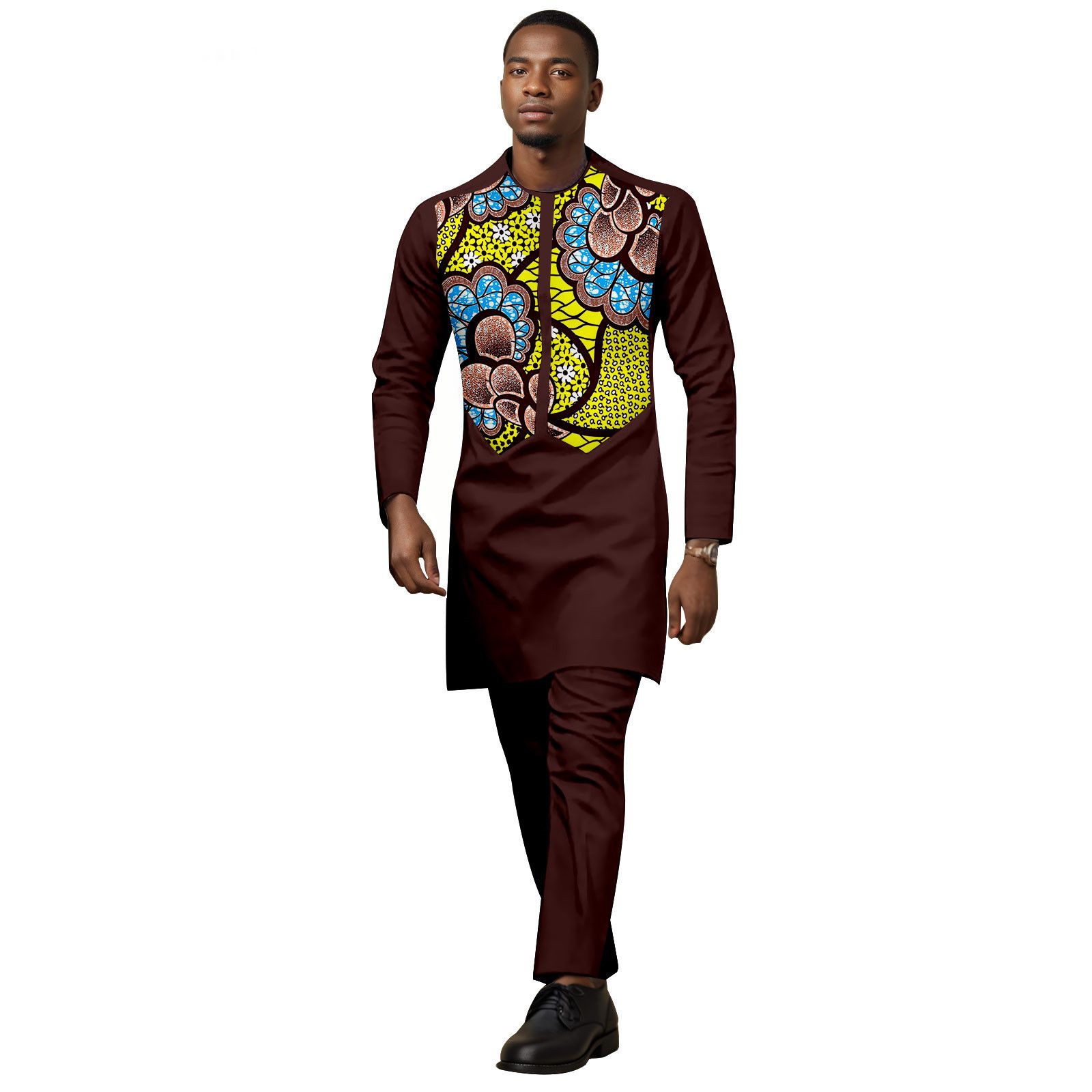 African Tracksuit  Business Suits for Men Long Sleeve Print Shirt and Pant 2 Piece Set Dashiki Casual Outfits Plus Size Tracksuit