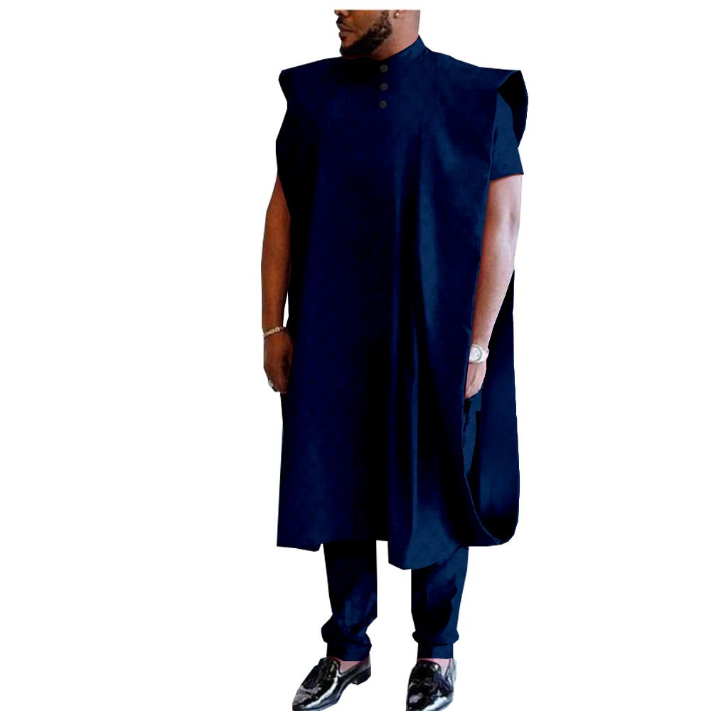 African Clothing for Men Embroidery Agbada Robe Shirts and Pants 3 Piece Set Plus Size for Wedding African Suits for Men 3 Piece Set