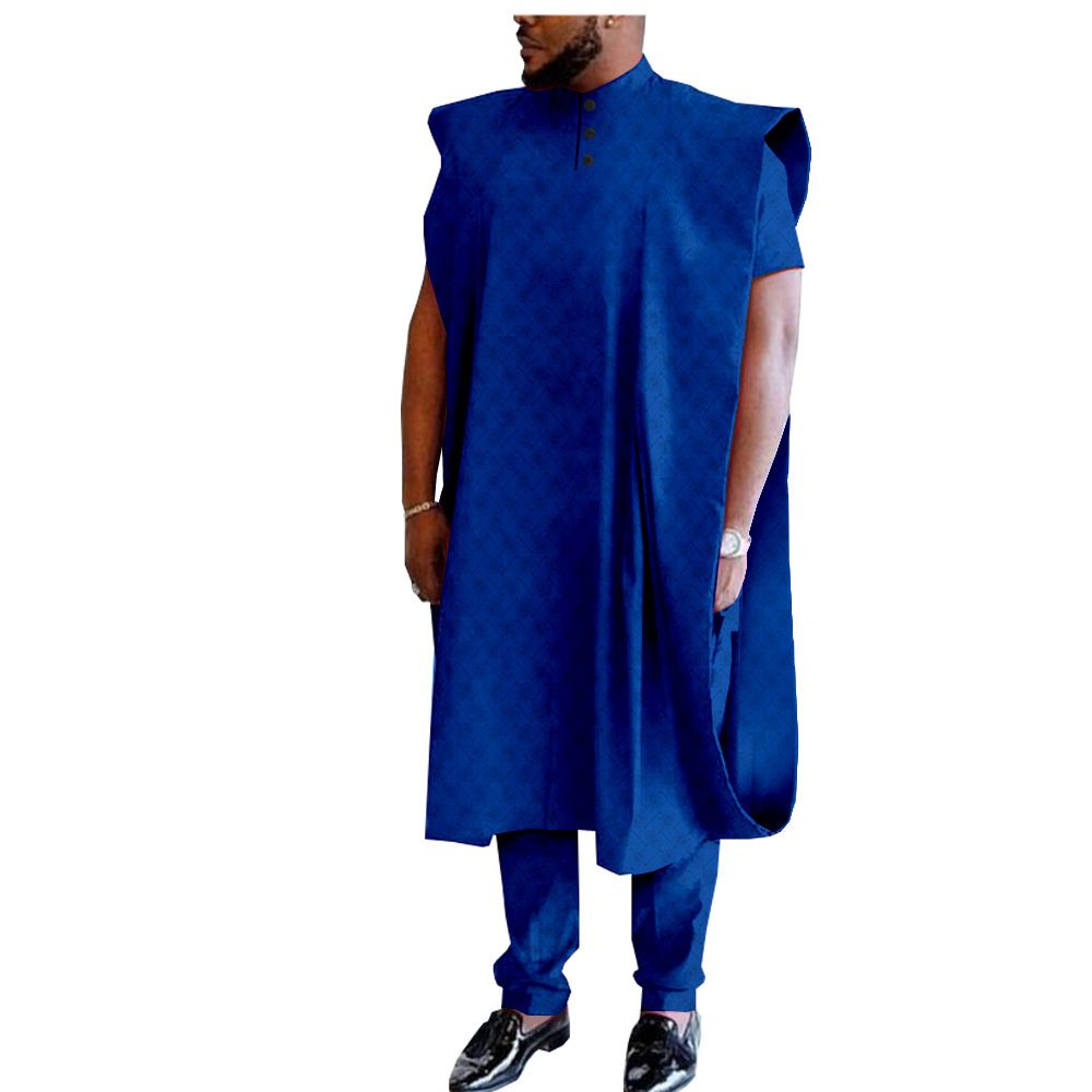 African Clothing for Men Embroidery Agbada Robe Shirts and Pants 3 Piece Set Plus Size for Wedding African Suits for Men 3 Piece Set