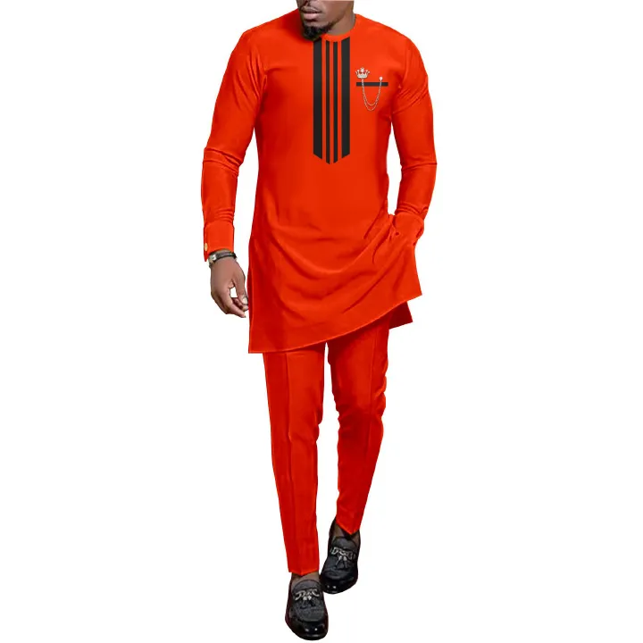 African Men Clothing Set Dashiki Coats Ankara Pants 2 Piece Set Long Sleeve Plus Size Tracksuit Outfits  Men's Formal Clothes Dashiki Shirt and Pant Two Piece Suit Traditional Long Sleeve Outfit