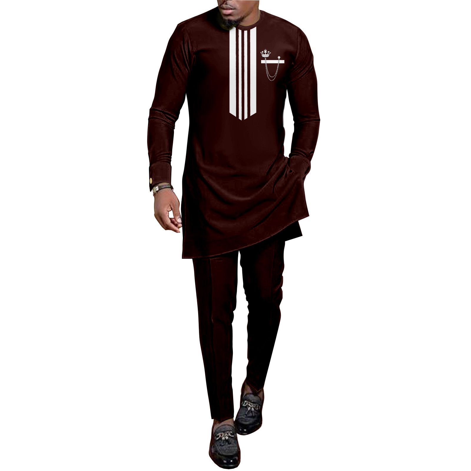 African Men Clothing Set Dashiki Coats Ankara Pants 2 Piece Set Long Sleeve Plus Size Tracksuit Outfits  Men's Formal Clothes Dashiki Shirt and Pant Two Piece Suit Traditional Long Sleeve Outfit
