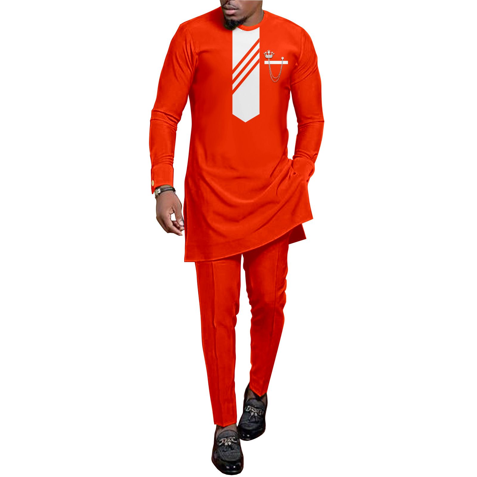 African Men Clothing Set Dashiki Coats Ankara Pants 2 Piece Set Long Sleeve Plus Size Tracksuit Outfits  Men's Formal Clothes Dashiki Shirt and Pant Two Piece Suit Traditional Long Sleeve Outfit