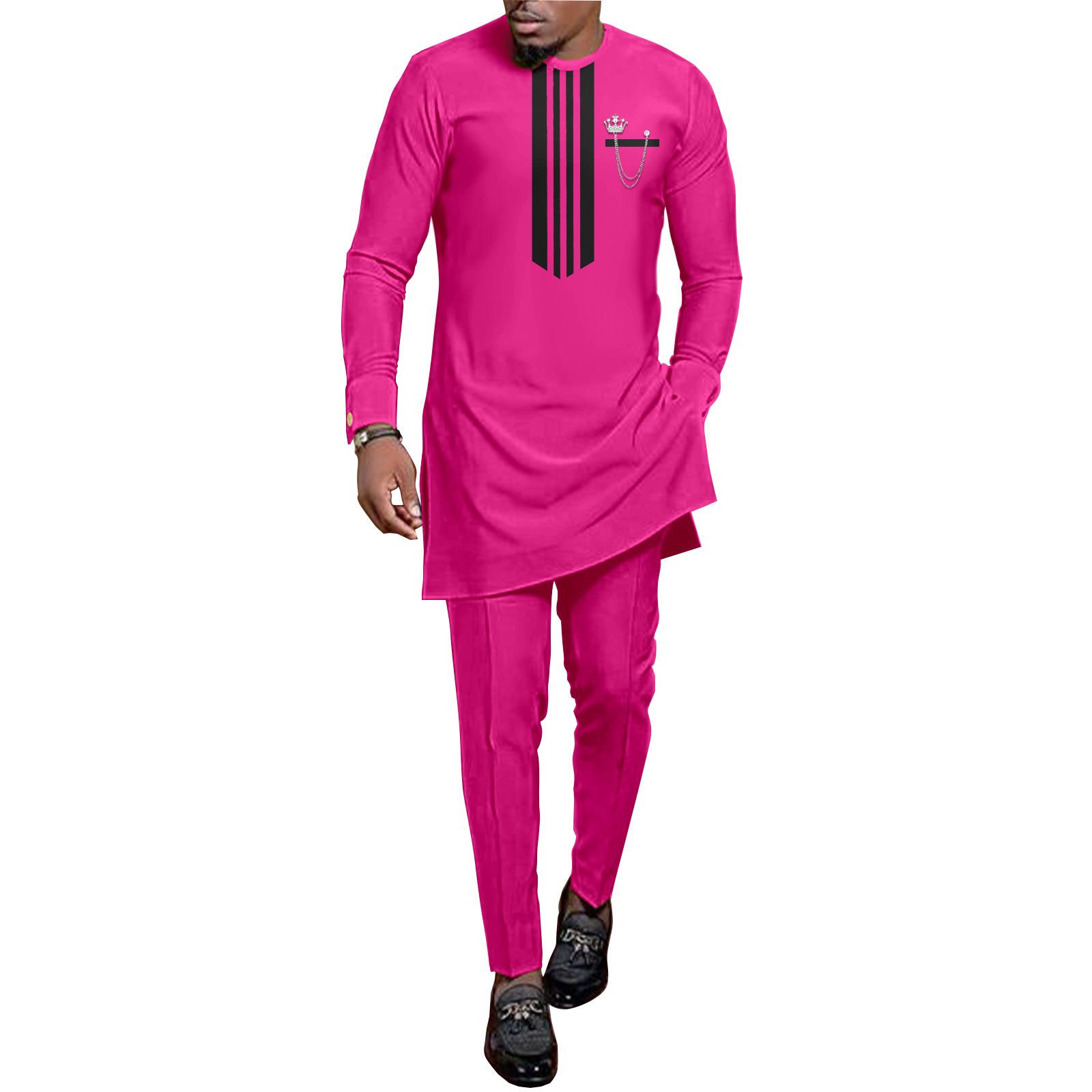 African Men Clothing Set Dashiki Coats Ankara Pants 2 Piece Set Long Sleeve Plus Size Tracksuit Outfits  Men's Formal Clothes Dashiki Shirt and Pant Two Piece Suit Traditional Long Sleeve Outfit