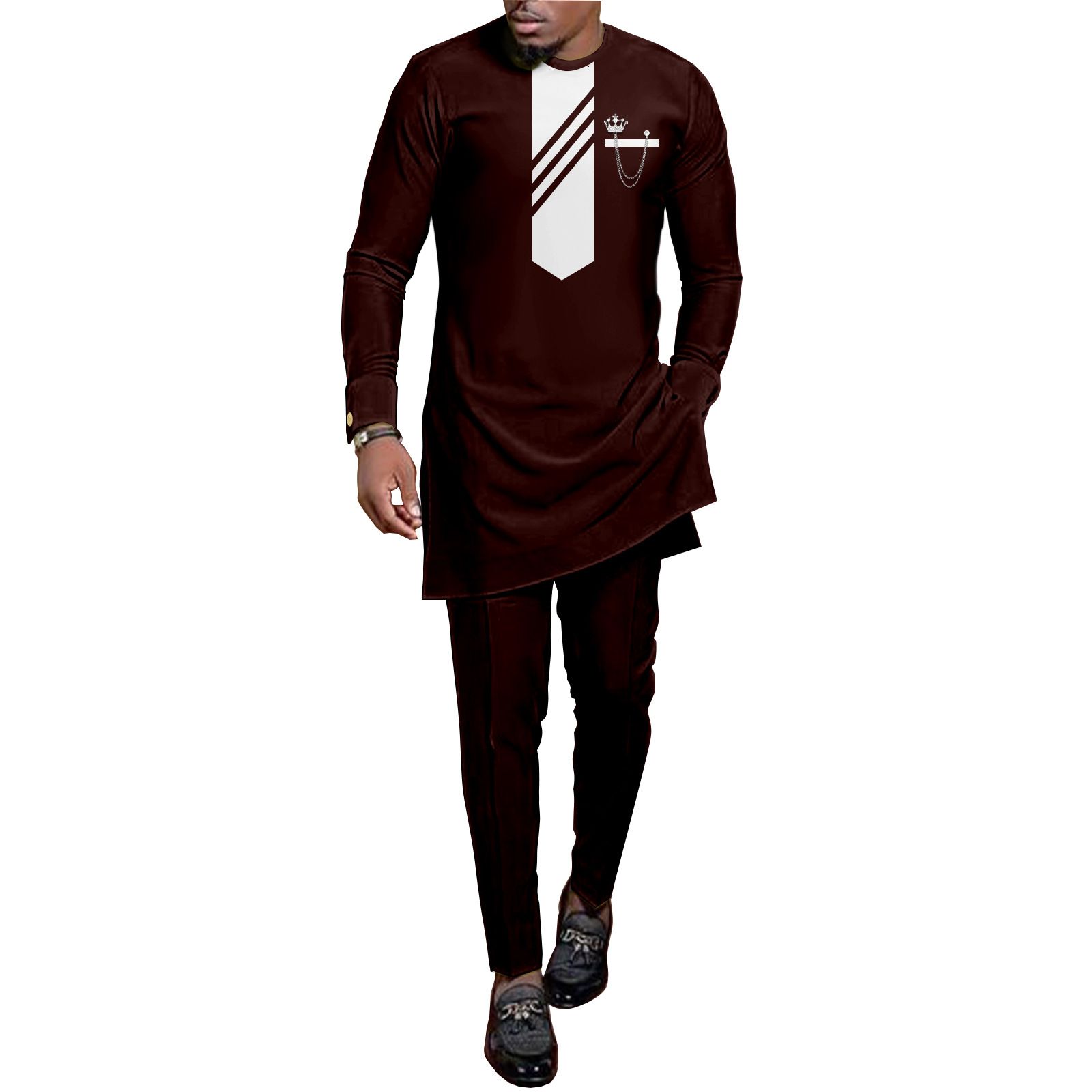 African Men Clothing Set Dashiki Coats Ankara Pants 2 Piece Set Long Sleeve Plus Size Tracksuit Outfits  Men's Formal Clothes Dashiki Shirt and Pant Two Piece Suit Traditional Long Sleeve Outfit