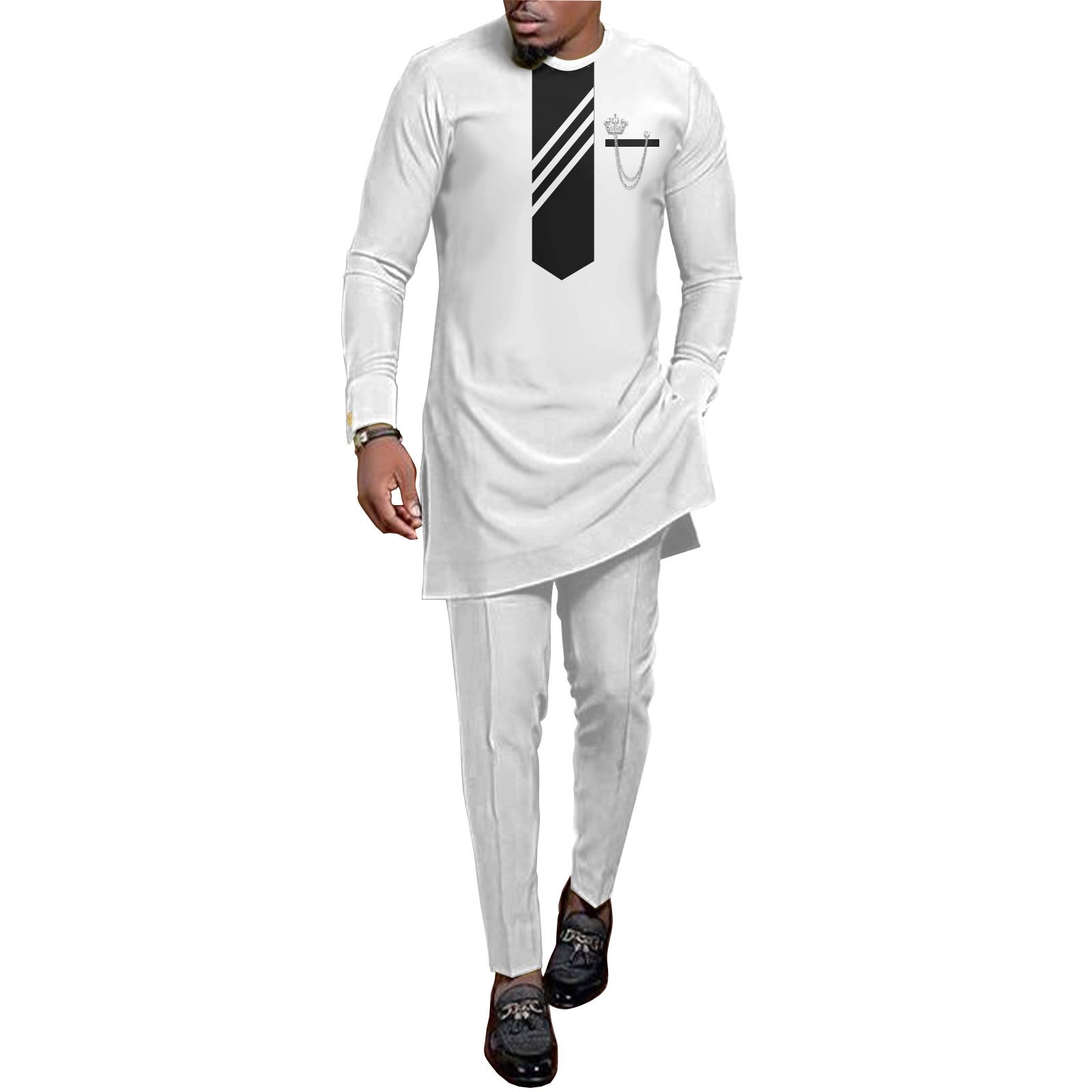 African Men Clothing Set Dashiki Coats Ankara Pants 2 Piece Set Long Sleeve Plus Size Tracksuit Outfits  Men's Formal Clothes Dashiki Shirt and Pant Two Piece Suit Traditional Long Sleeve Outfit