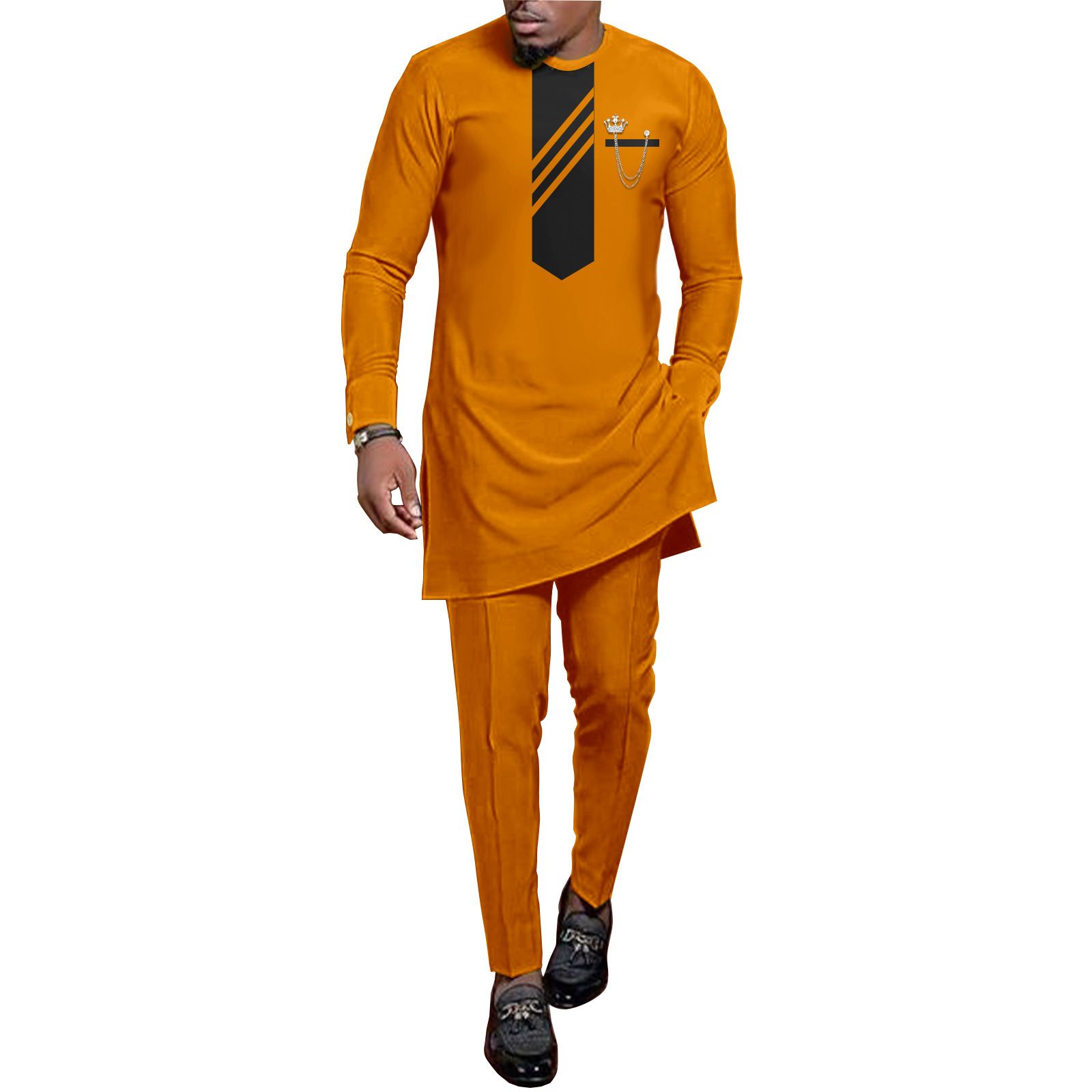 African Men Clothing Set Dashiki Coats Ankara Pants 2 Piece Set Long Sleeve Plus Size Tracksuit Outfits  Men's Formal Clothes Dashiki Shirt and Pant Two Piece Suit Traditional Long Sleeve Outfit