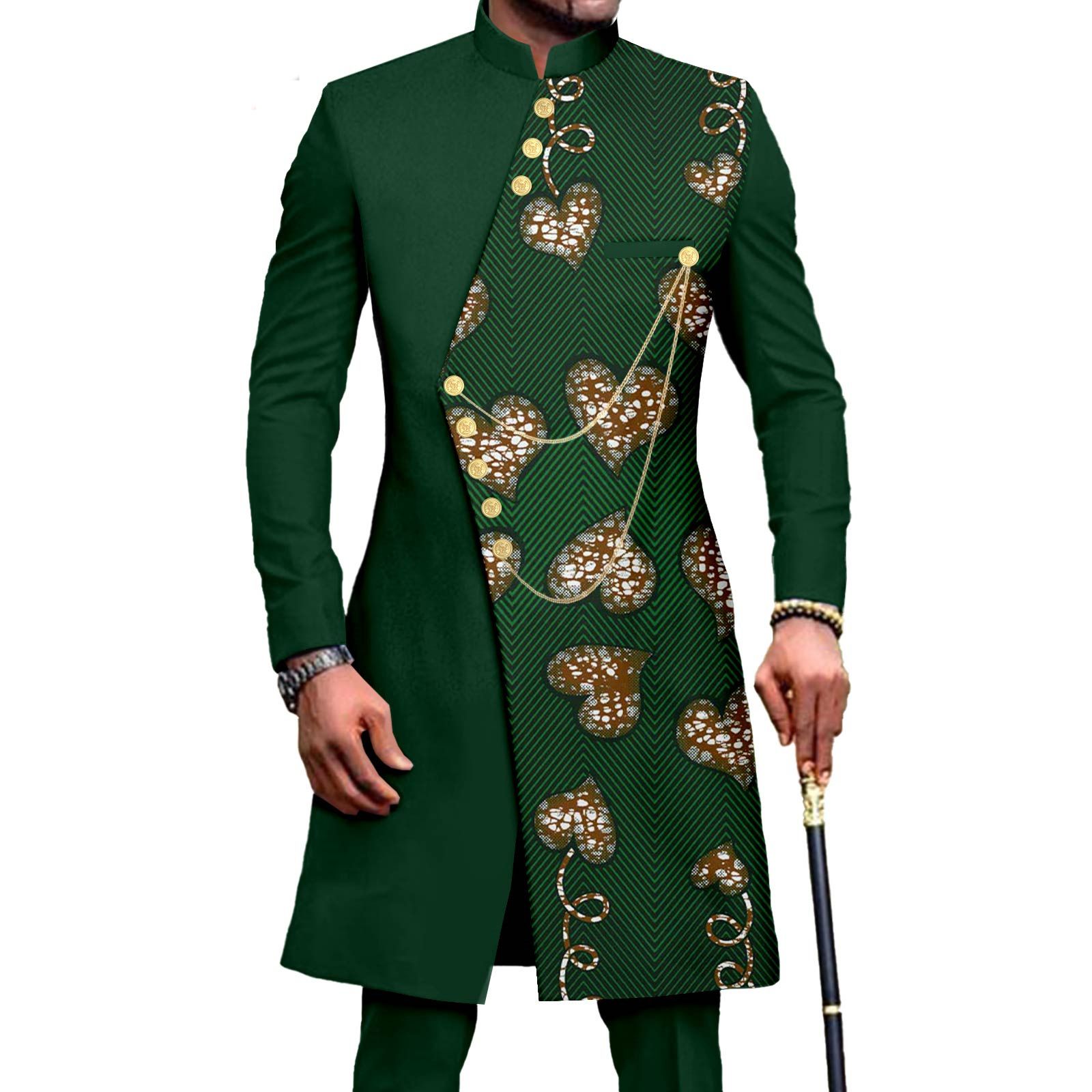 African Suits for Men Embroidery Print Blazer and Pants Set Business Suit Party Wedding Evening