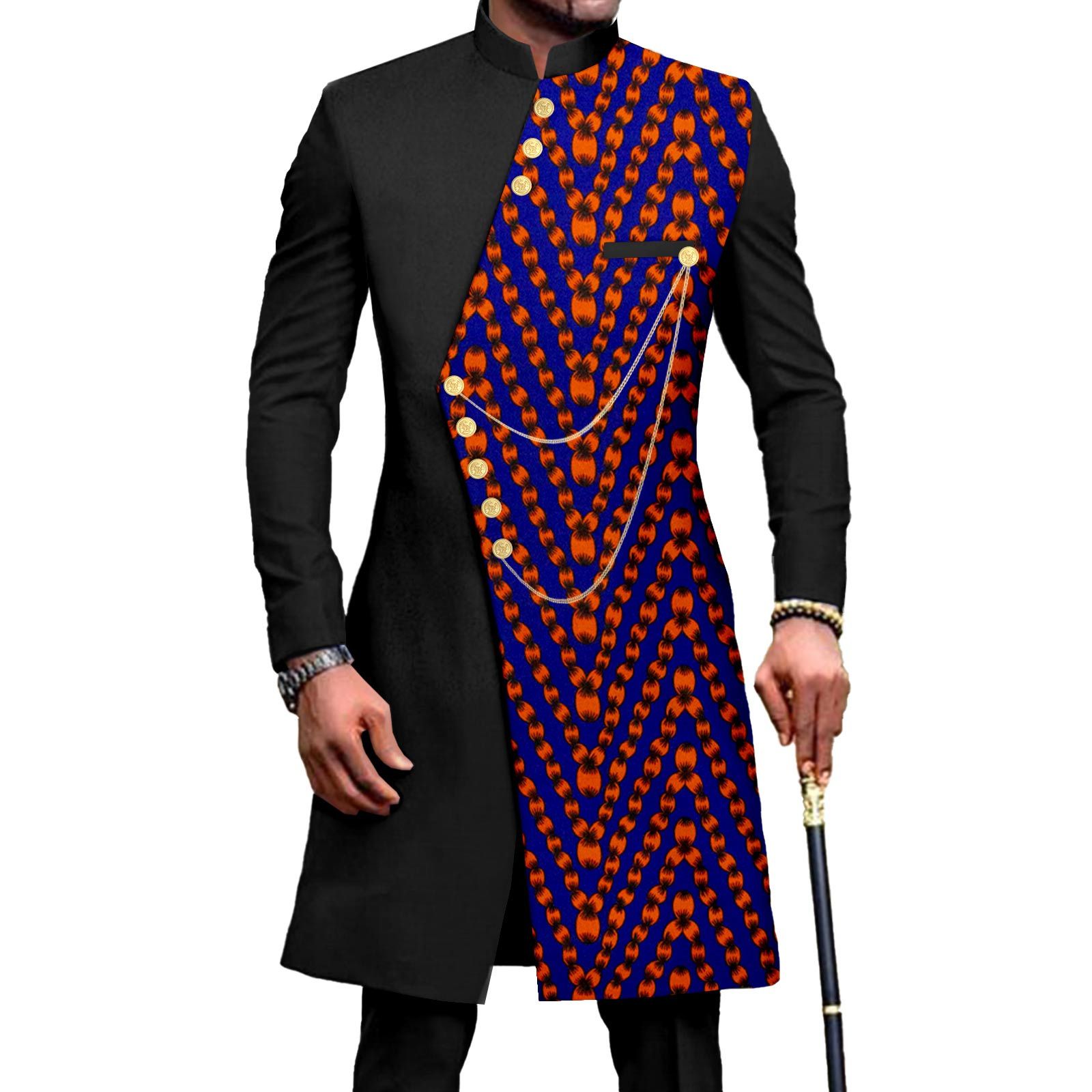 African Suits for Men Embroidery Print Blazer and Pants Set Business Suit Party Wedding Evening