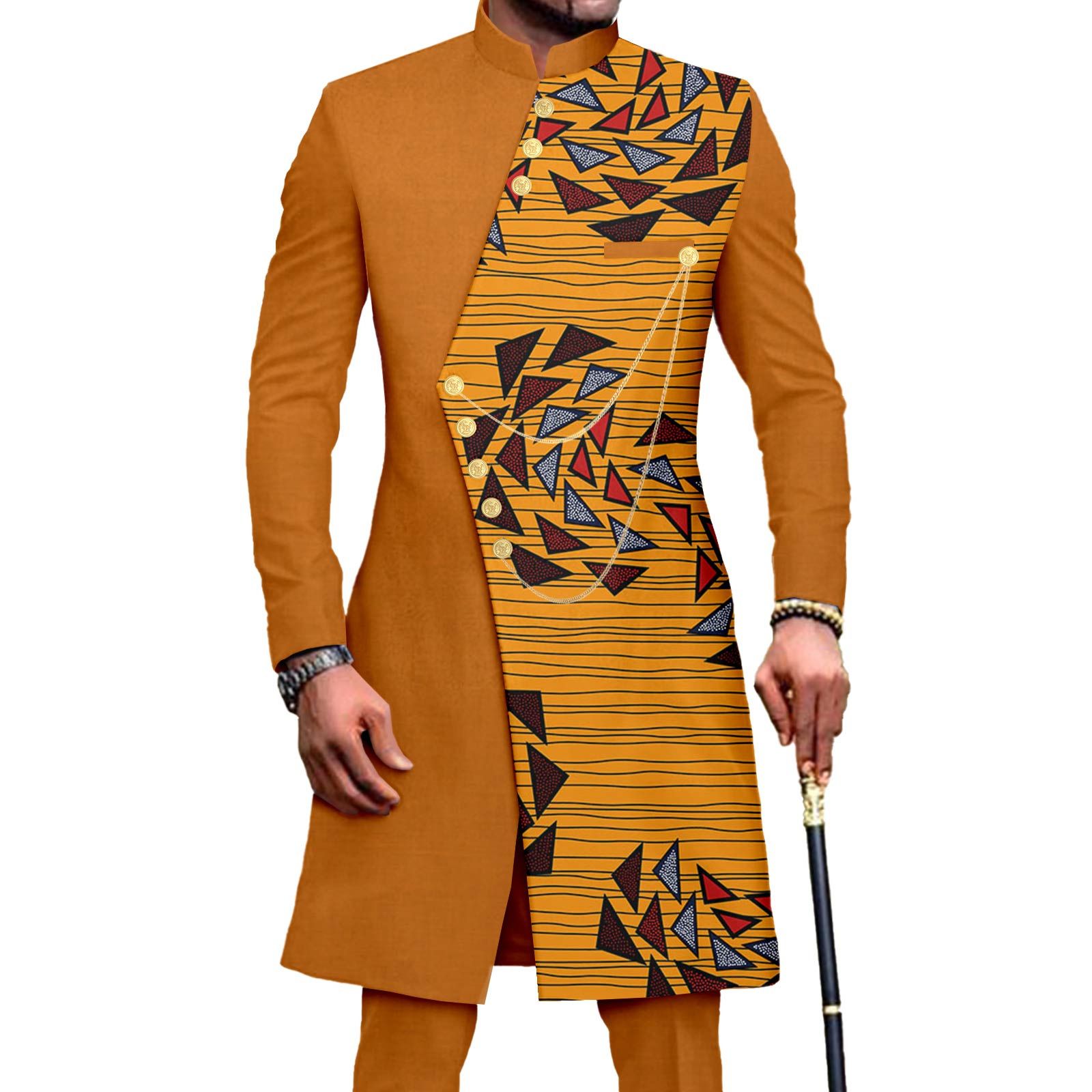 African Suits for Men Embroidery Print Blazer and Pants Set Business Suit Party Wedding Evening
