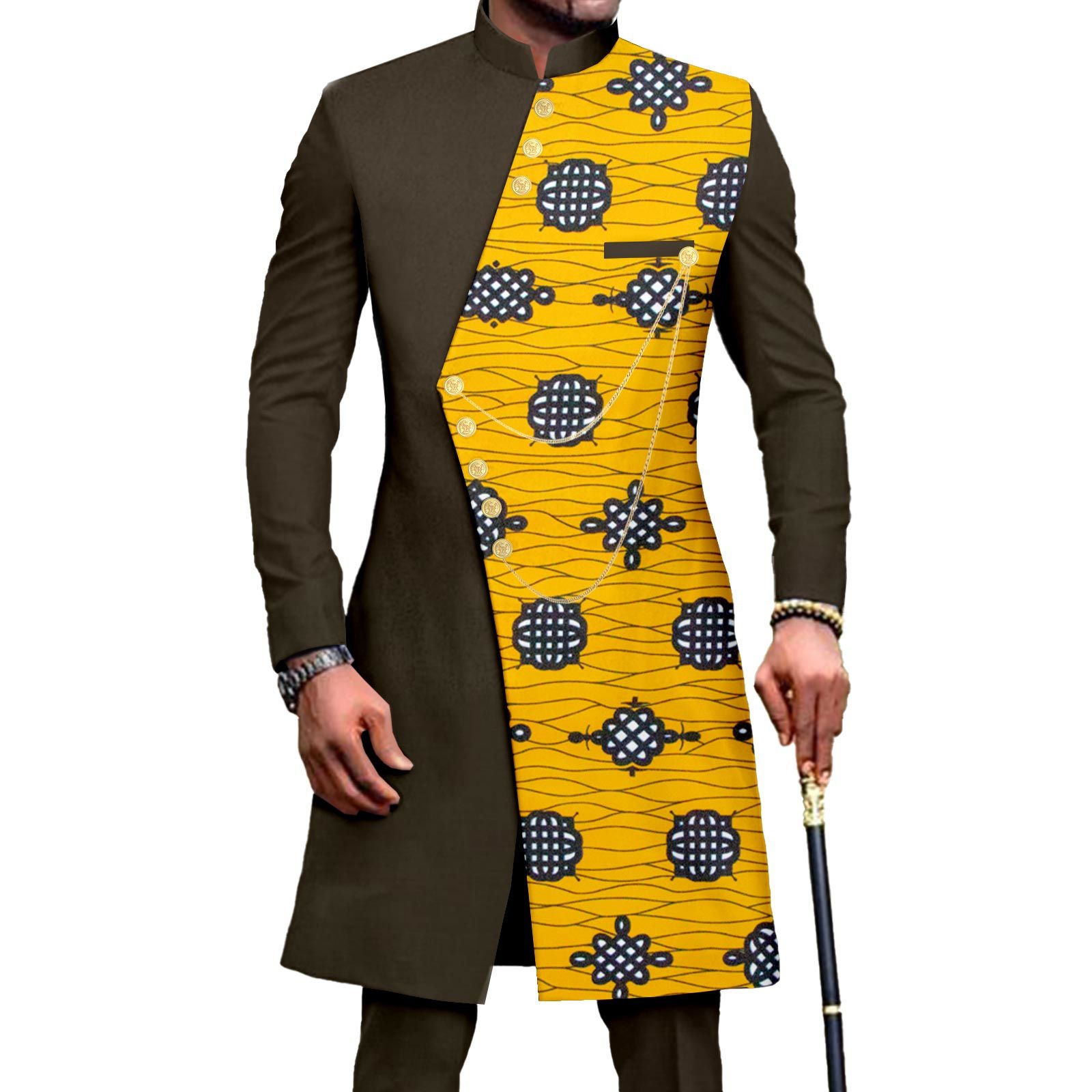 African Suits for Men Embroidery Print Blazer and Pants Set Business Suit Party Wedding Evening