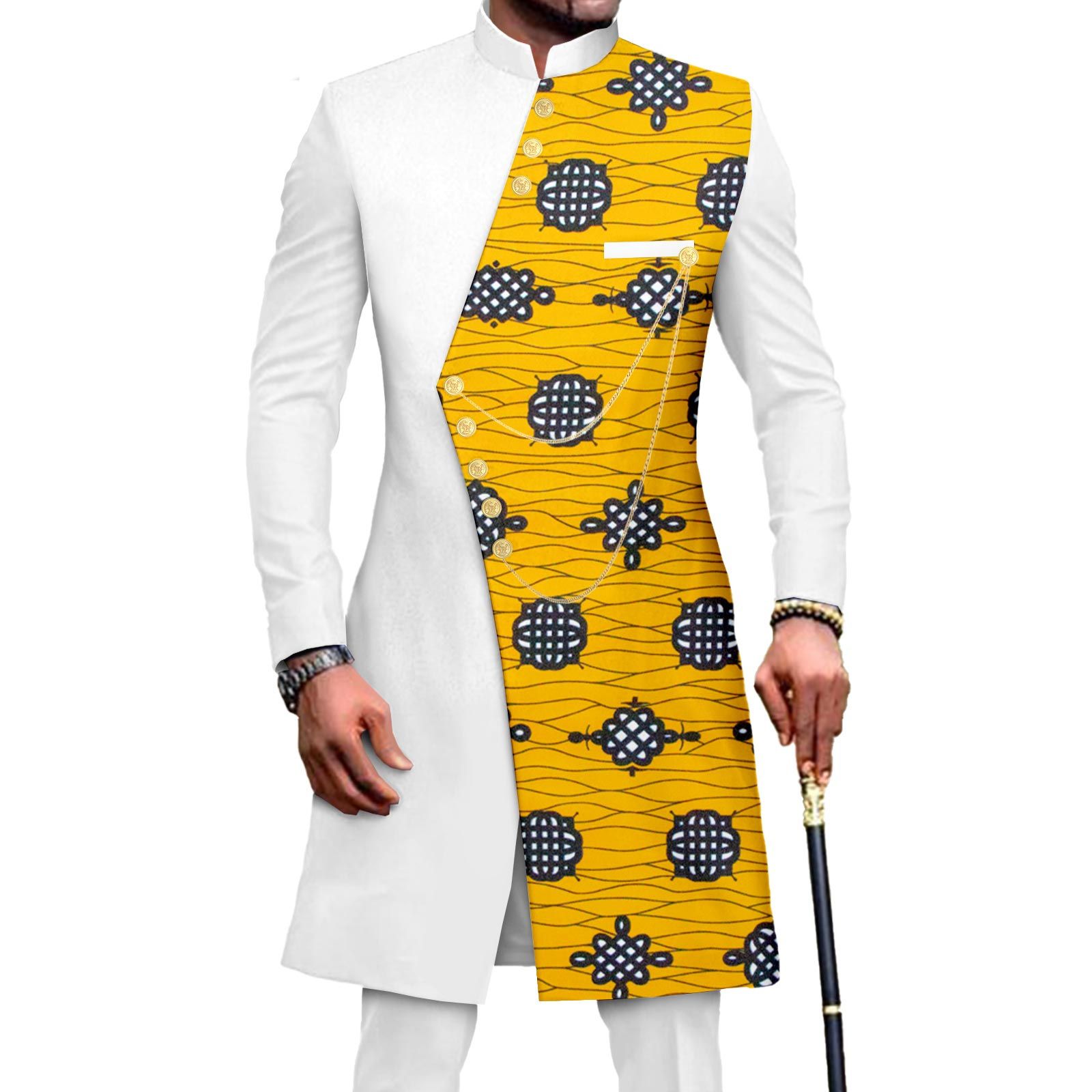 African Suits for Men Embroidery Print Blazer and Pants Set Business Suit Party Wedding Evening