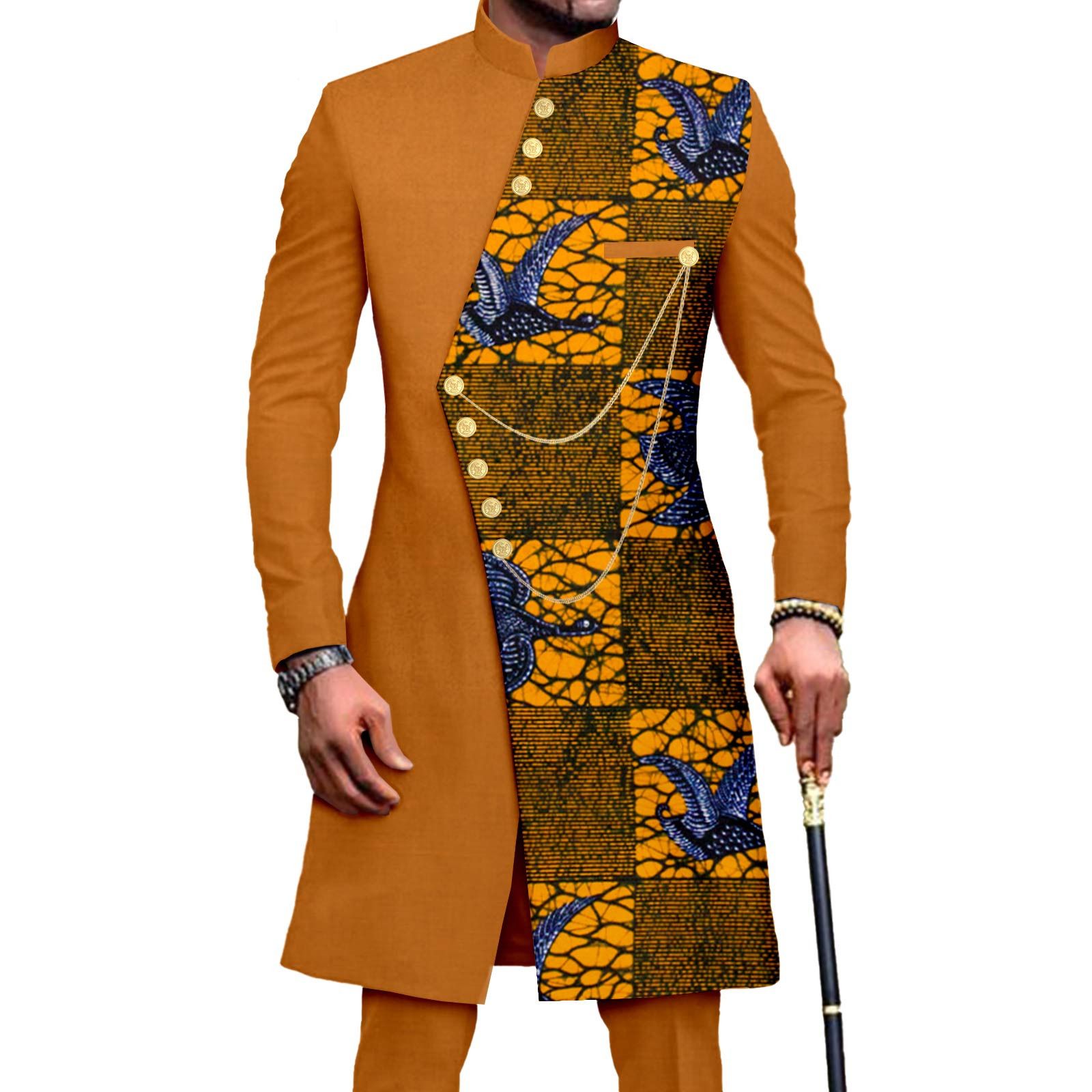 African Suits for Men Embroidery Print Blazer and Pants Set Business Suit Party Wedding Evening