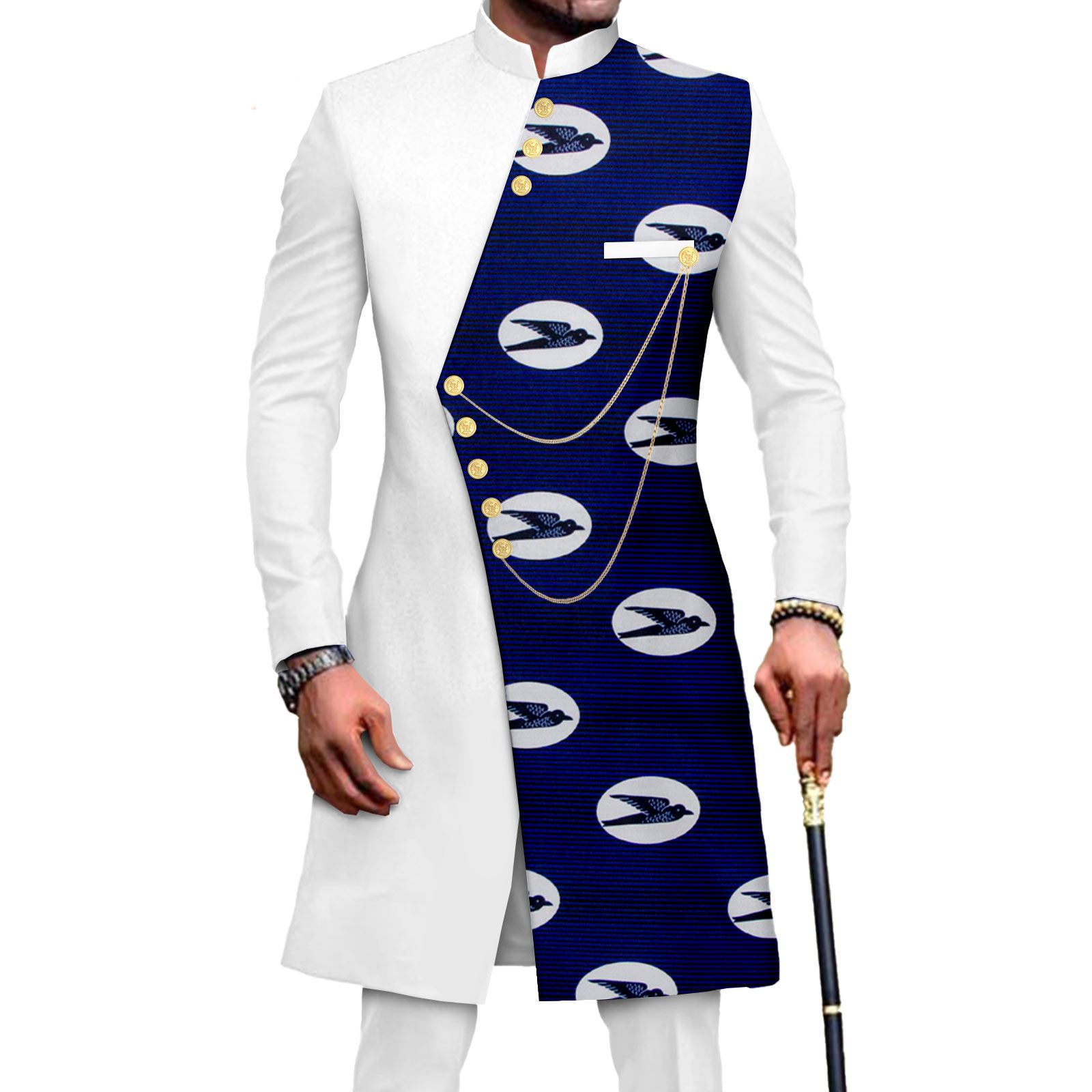 African Suits for Men Embroidery Print Blazer and Pants Set Business Suit Party Wedding Evening