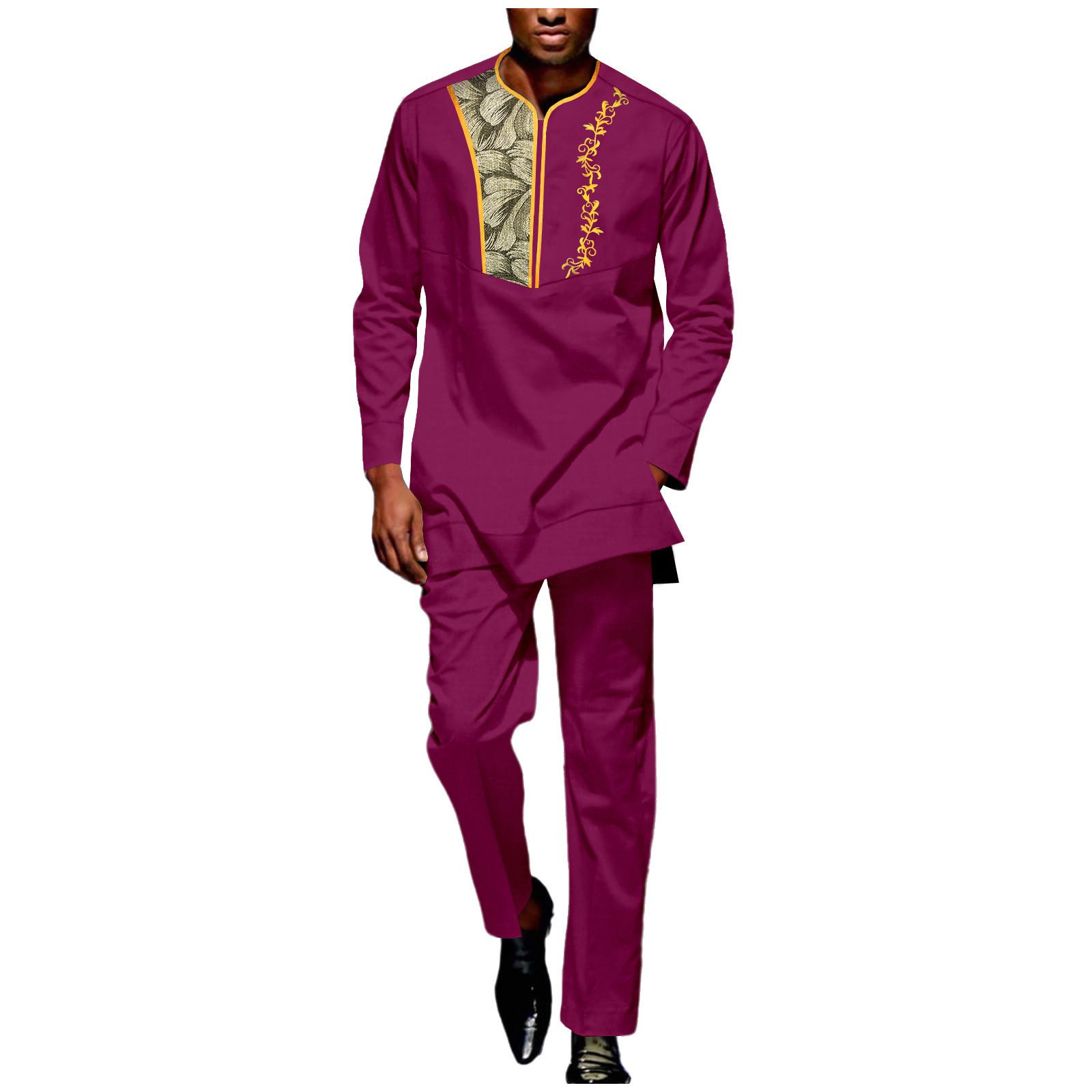 Men Tracksuit African Suits Dashiki Embroidery Long Sleeve Shirts and Pant 2 Piece Set Ankara Outfits