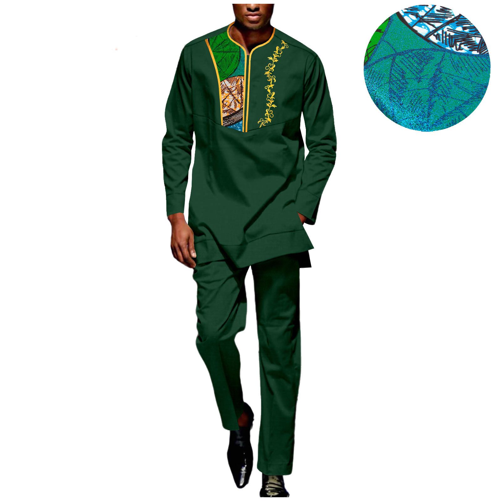 Men Tracksuit African Suits Dashiki Embroidery Long Sleeve Shirts and Pant 2 Piece Set Ankara Outfits