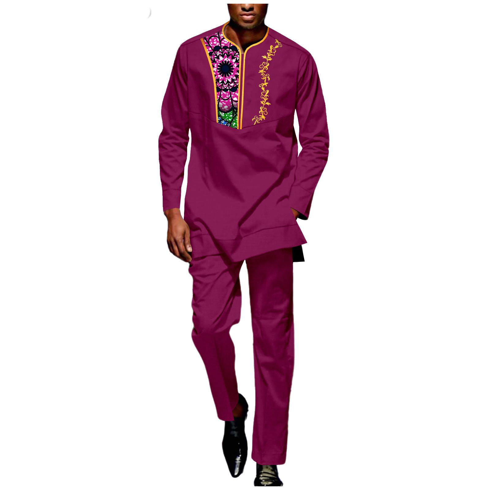 Men Tracksuit African Suits Dashiki Embroidery Long Sleeve Shirts and Pant 2 Piece Set Ankara Outfits