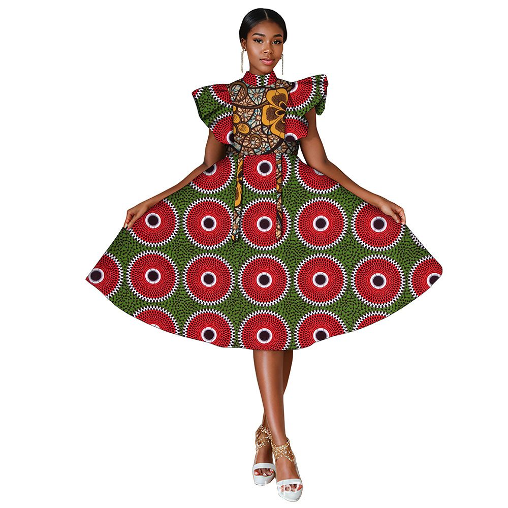 African Dresses for Women Ankara Print Sleeveless A-line Dress Dashiki Casual Party Wedding Plus Size