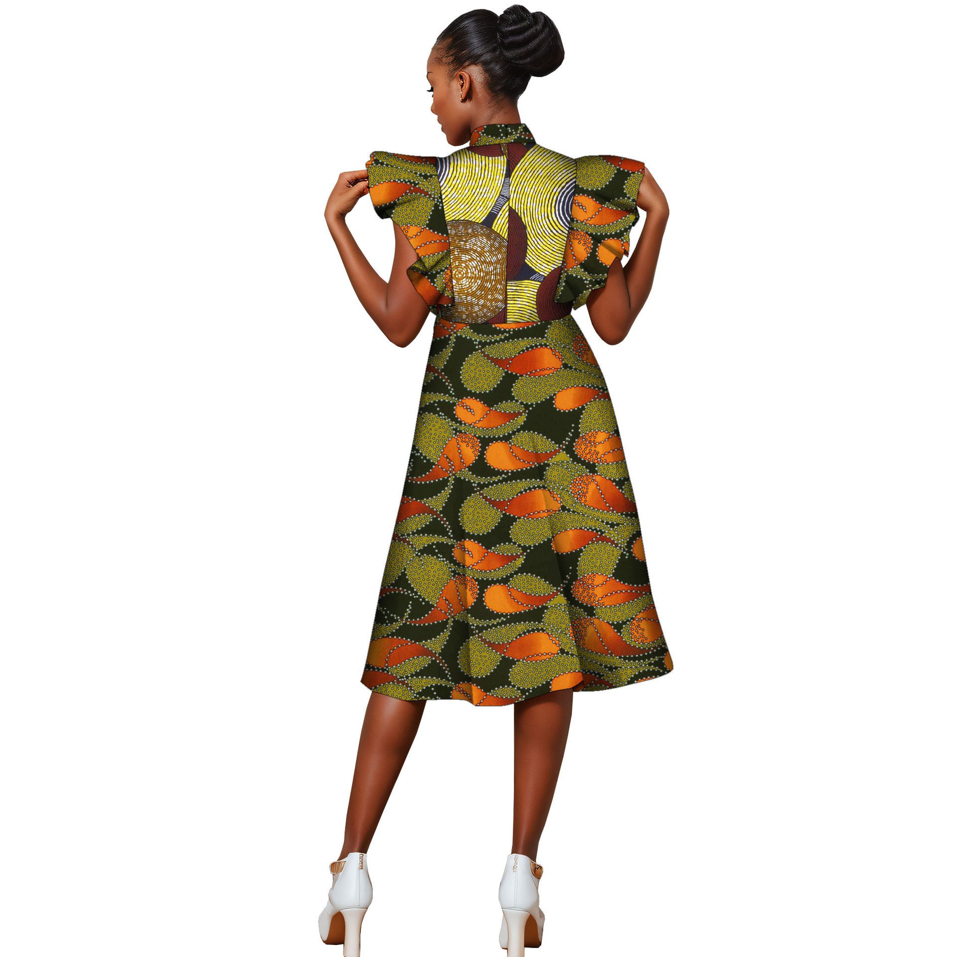 African Dresses for Women Ankara Print Sleeveless A-line Dress Dashiki Casual Party Wedding Plus Size