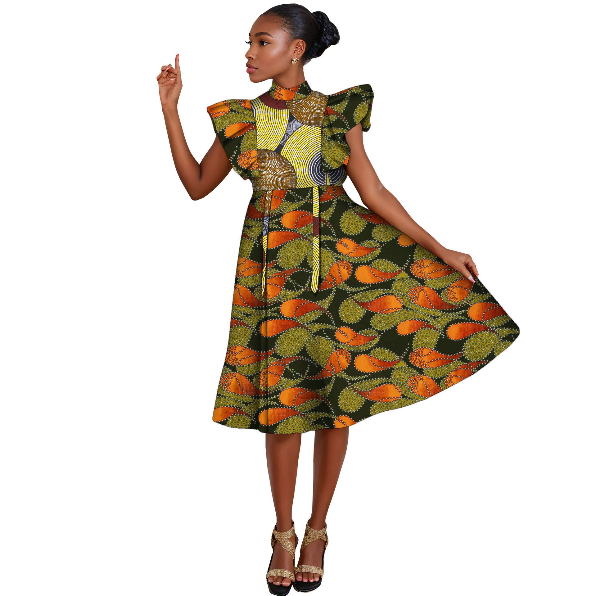 African Dresses for Women Ankara Print Sleeveless A-line Dress Dashiki Casual Party Wedding Plus Size