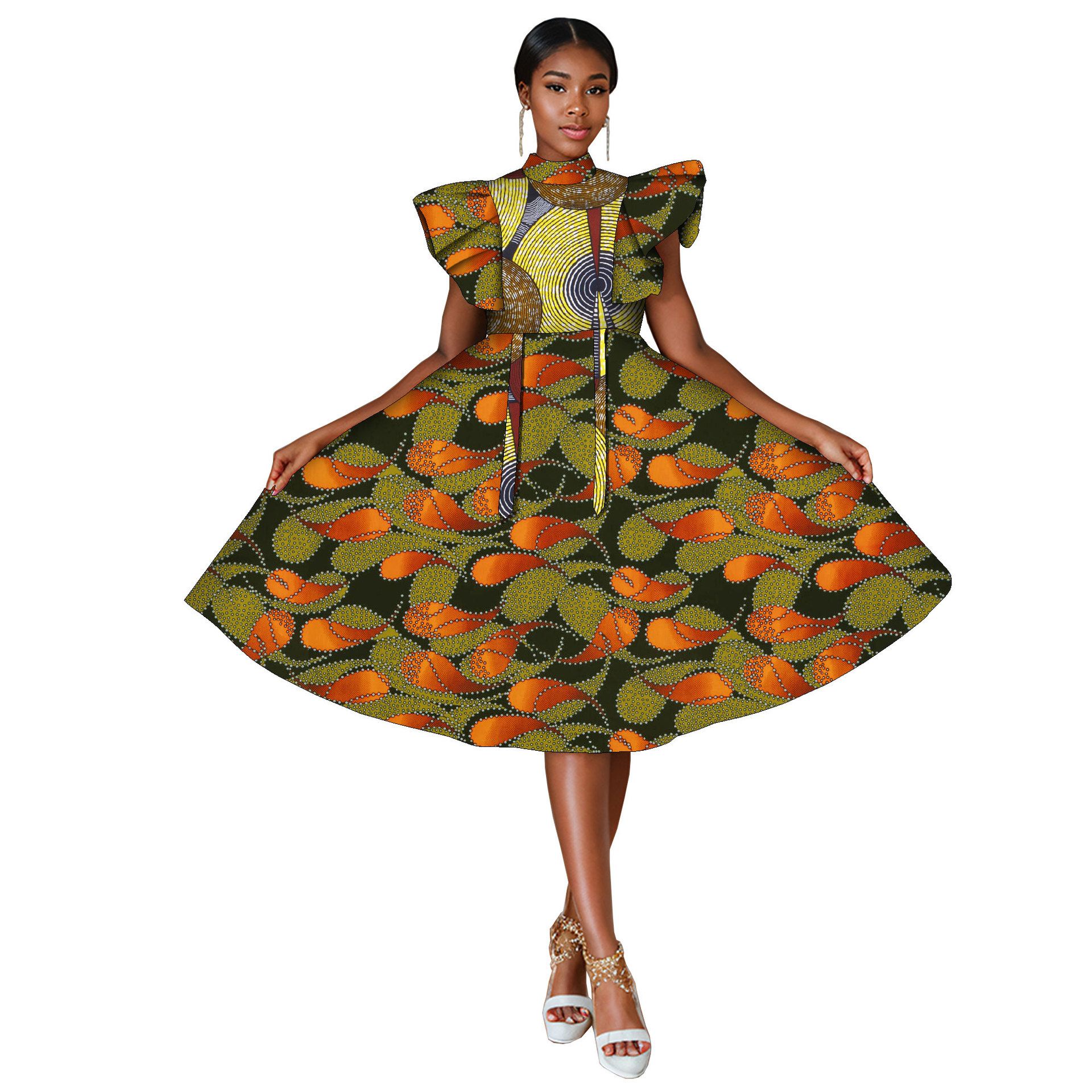 African Dresses for Women Ankara Print Sleeveless A-line Dress Dashiki Casual Party Wedding Plus Size