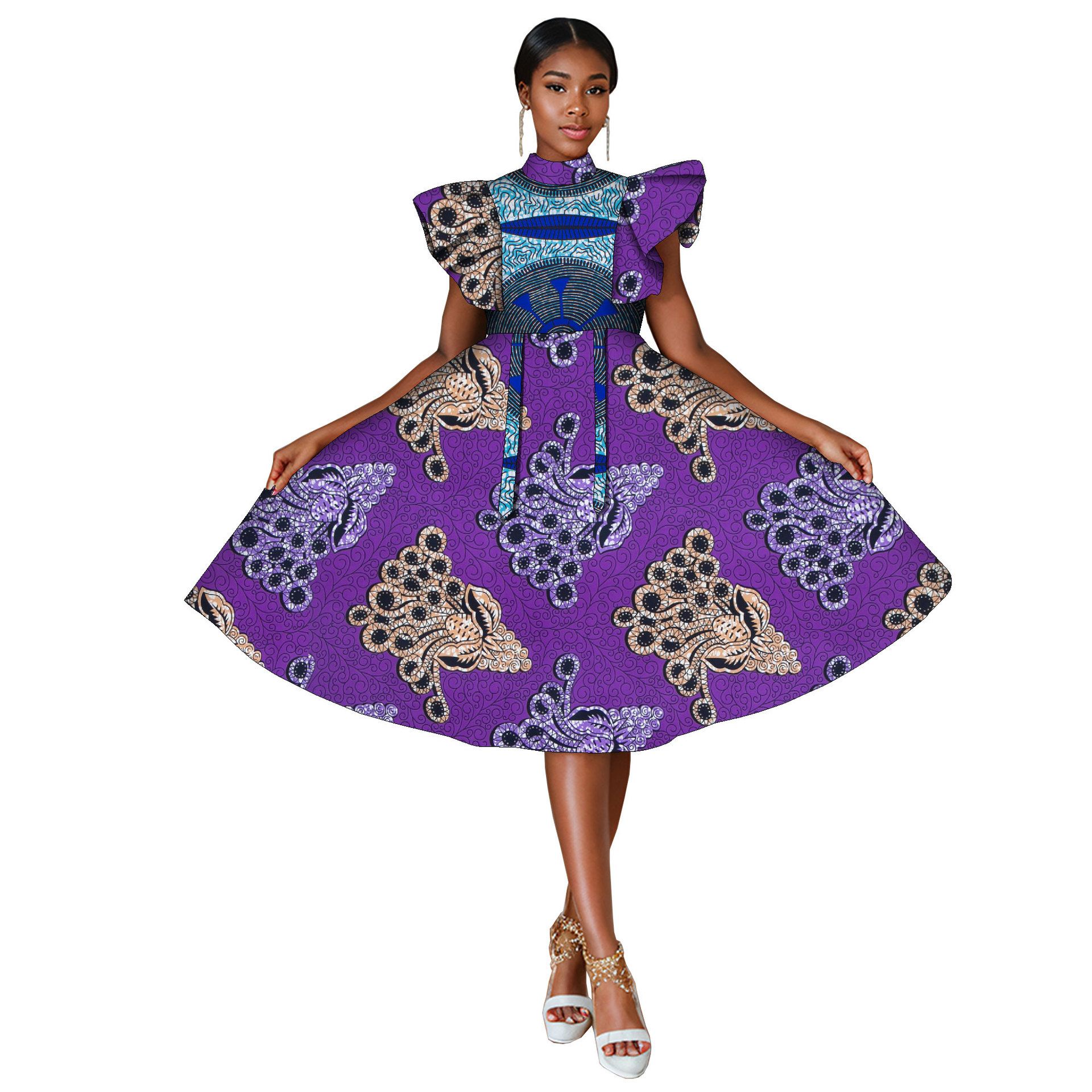 African Dresses for Women Ankara Print Sleeveless A-line Dress Dashiki Casual Party Wedding Plus Size