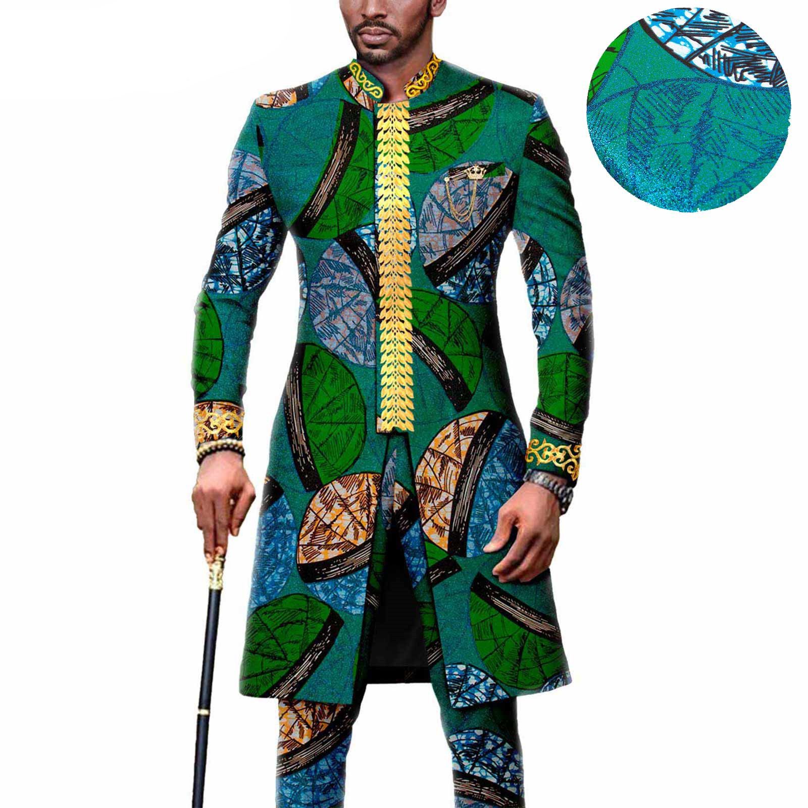 Dashiki Men African Suit Embroidery Jackets and Trousers 2 Piece Set Traditional Attire Wedding Party