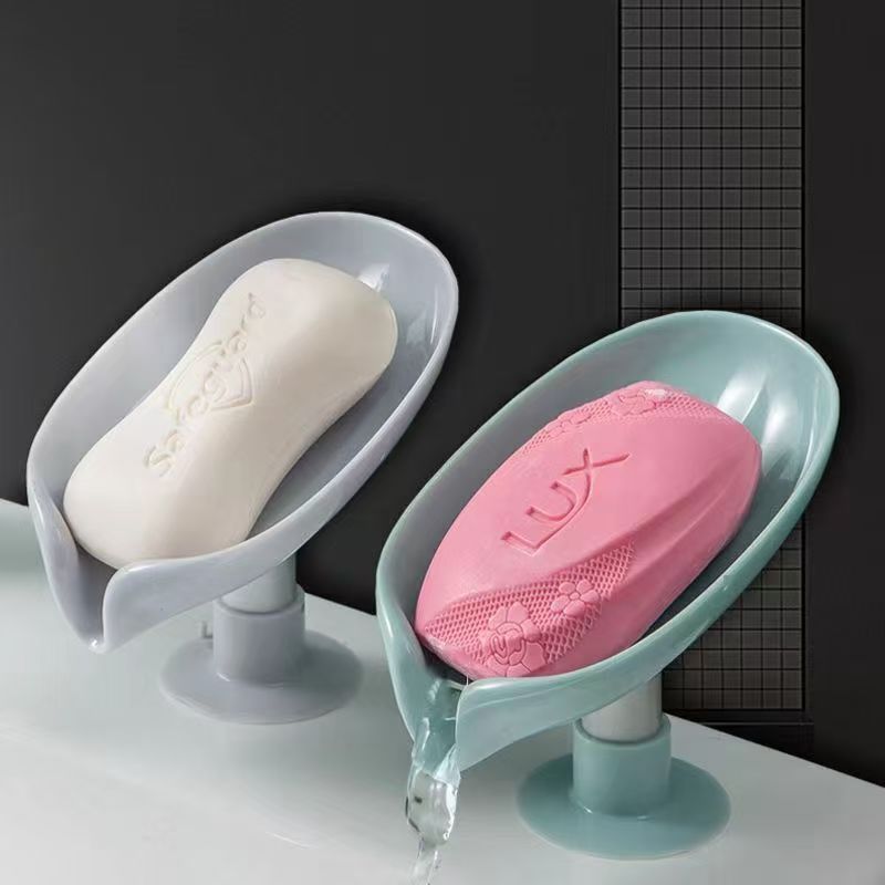 Self Draining Soap Dish,Leaf Shape Soap Saver-Self Draining Soap Dish, Extends Bar Soap Life, Keeps Soap Dry - Gray & Gray, 2 Pcs